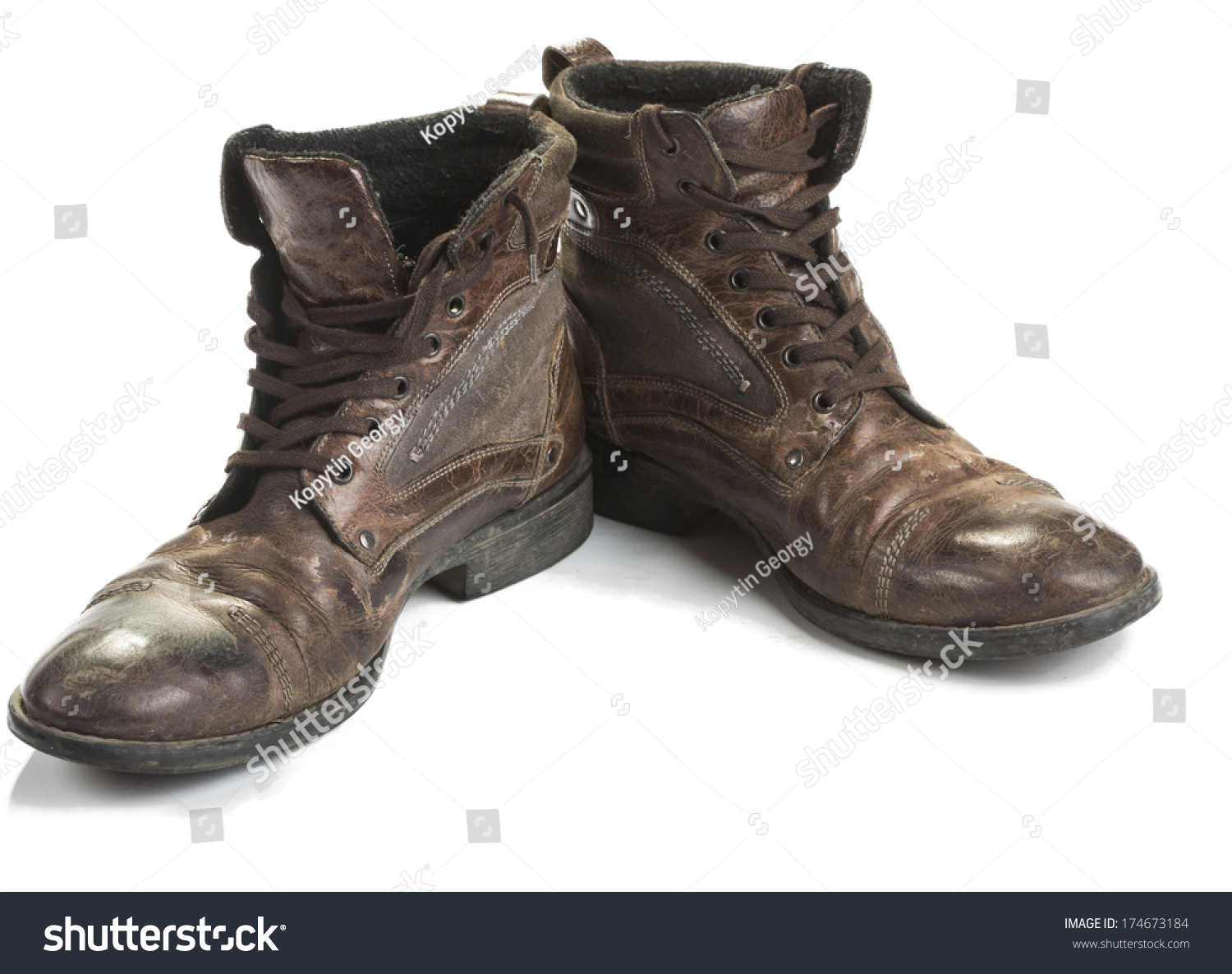 Dirty Old Boots Isolated White Background Stock Photo 174673184 ...