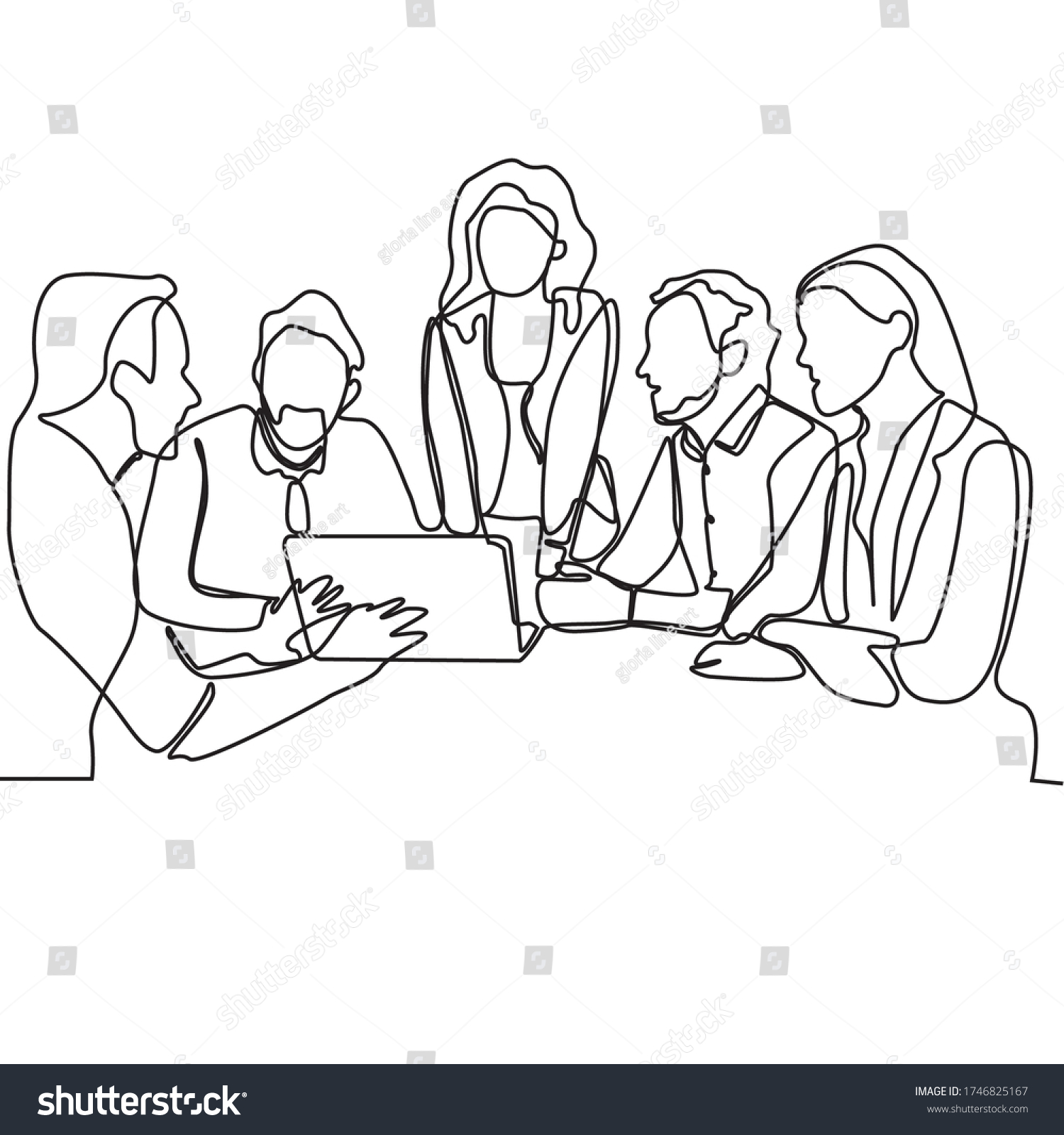 Continuous Line Drawing Business Team Concept Stock Vector Royalty Free 1746825167 Shutterstock