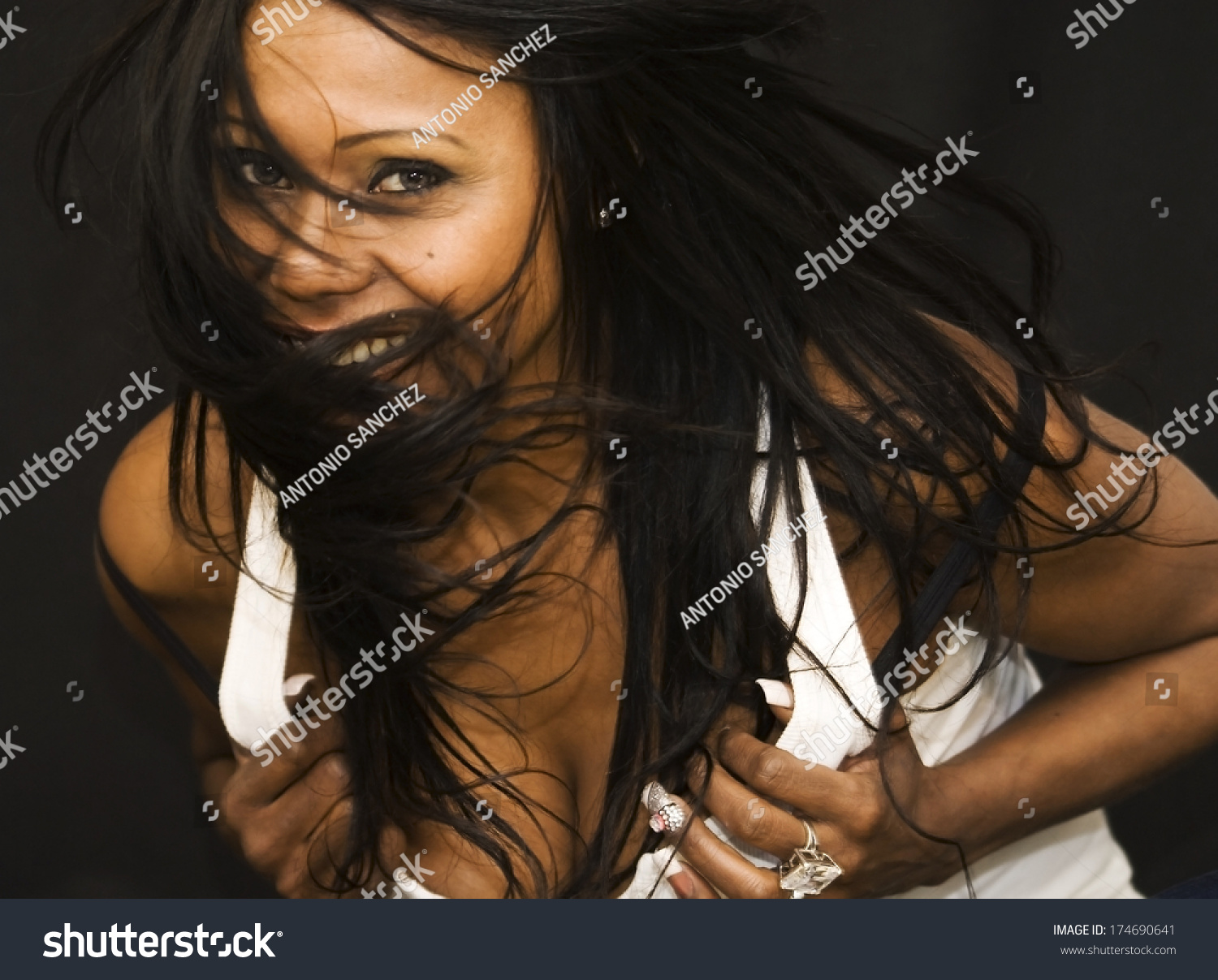 Sexy Black Woman Over Black Background Foto Stock 174690641 Shutterstock 