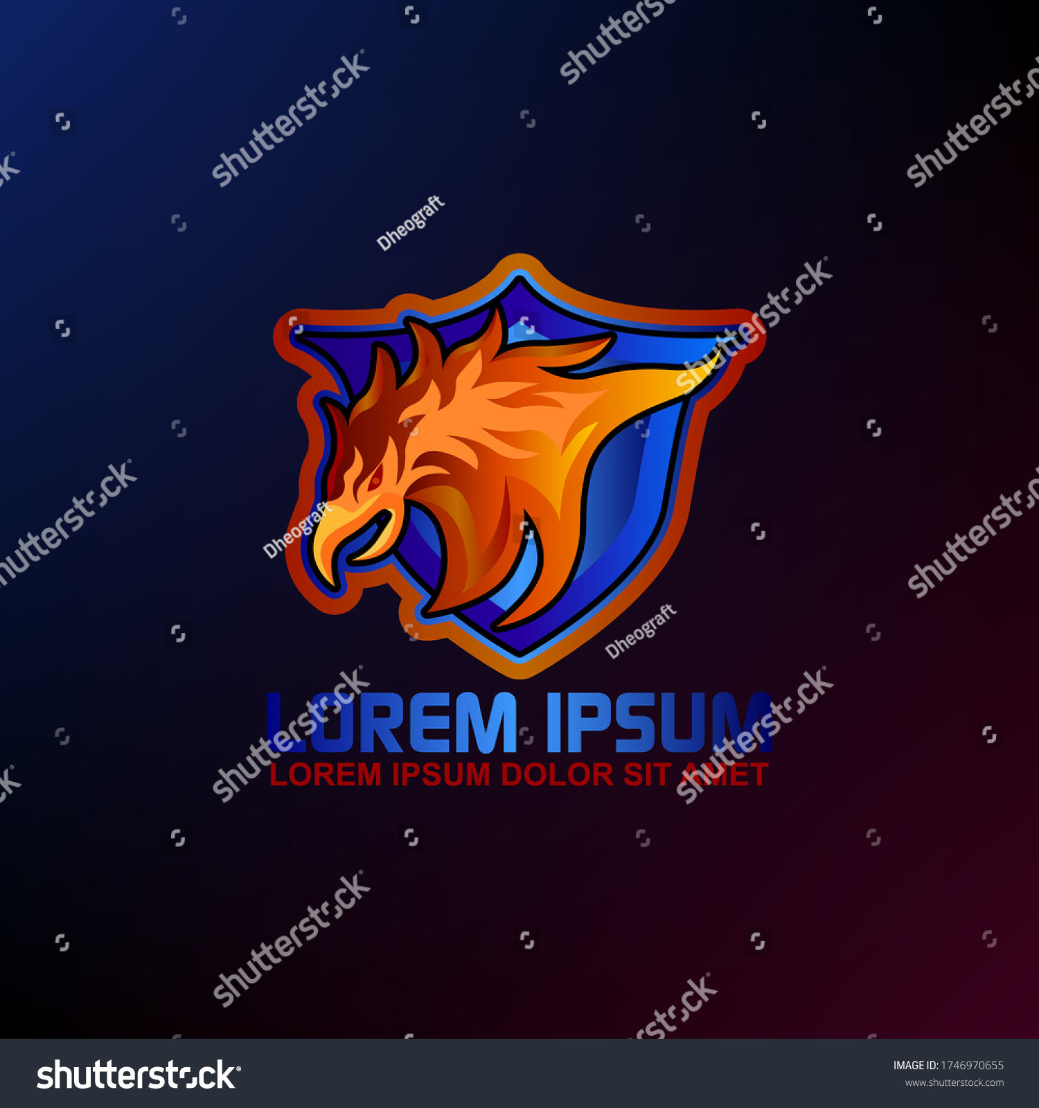 Phoenix Head Logo Esport Logo Design Stock Vector (Royalty Free ...