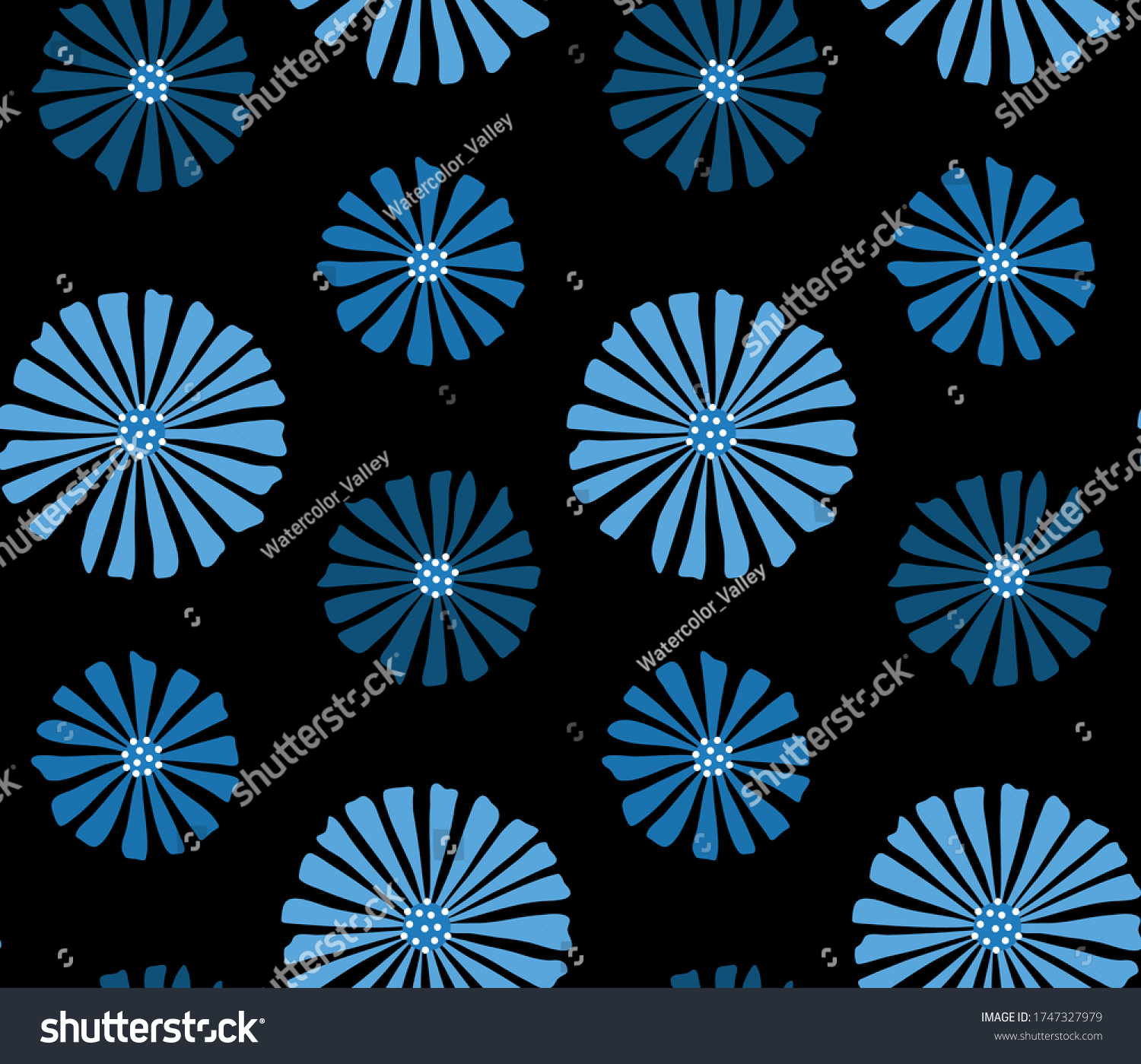 Handdrawn Abstract Flowers On Black Background Stock Vector Royalty Stock Vector Hand Drawn Abstract Flowers On Black Background Vector Seamless Pattern 1747327979