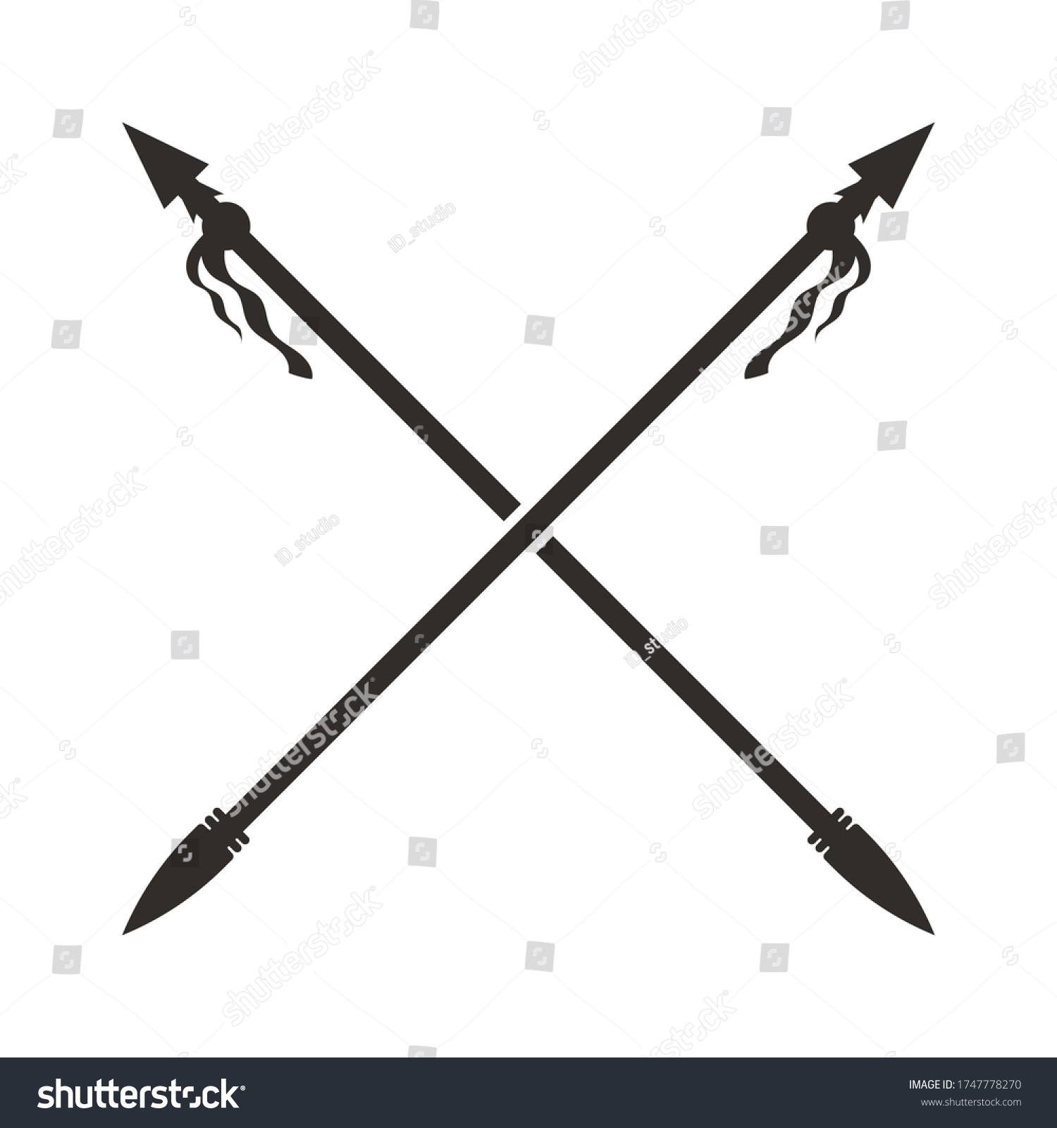 Crossed Medieval Spear Lance Weapon Flat Stock Vector (Royalty Free ...