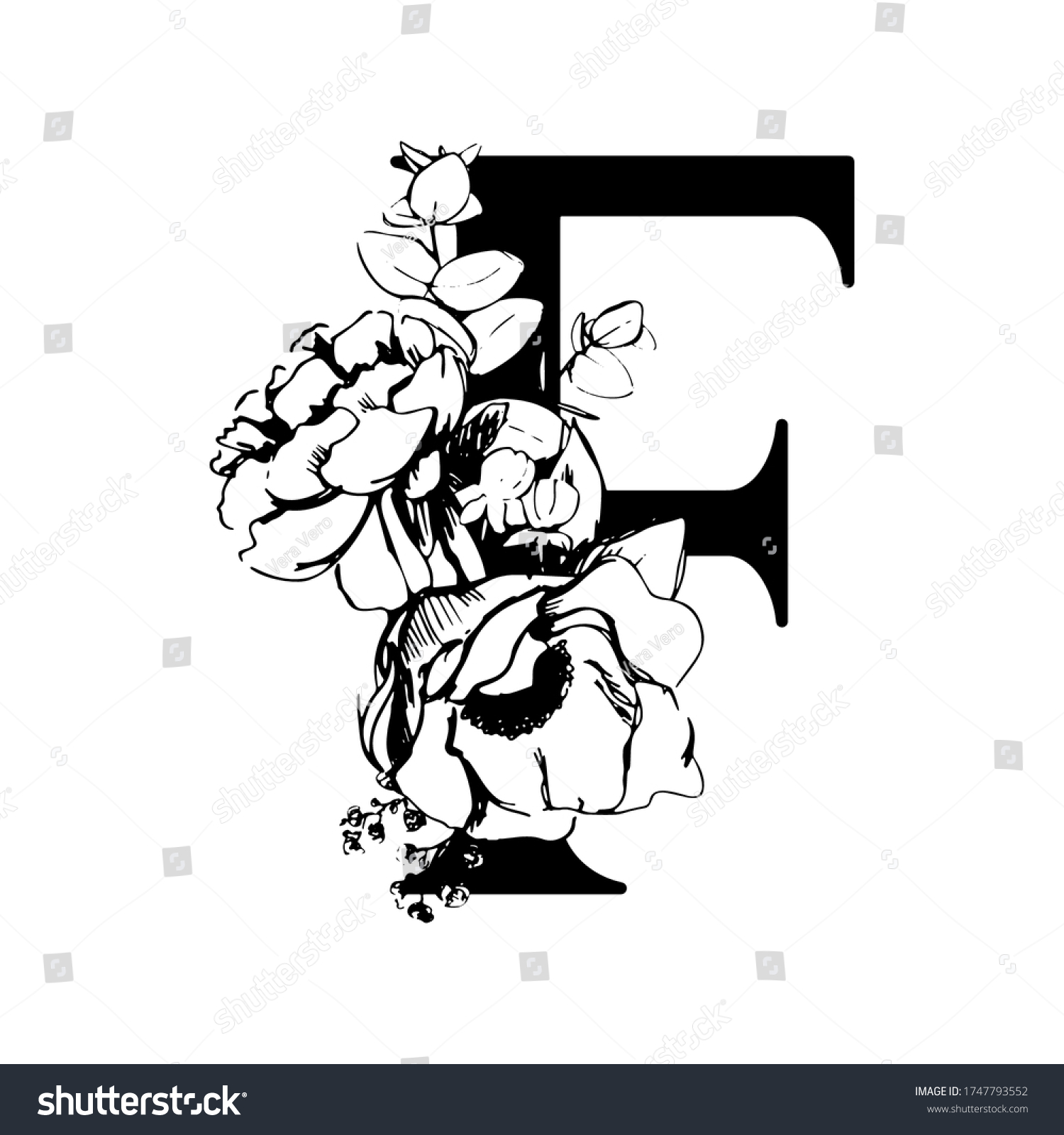 Vector Flower Alphabet Floral Design Letter Stock Vector (Royalty Free ...