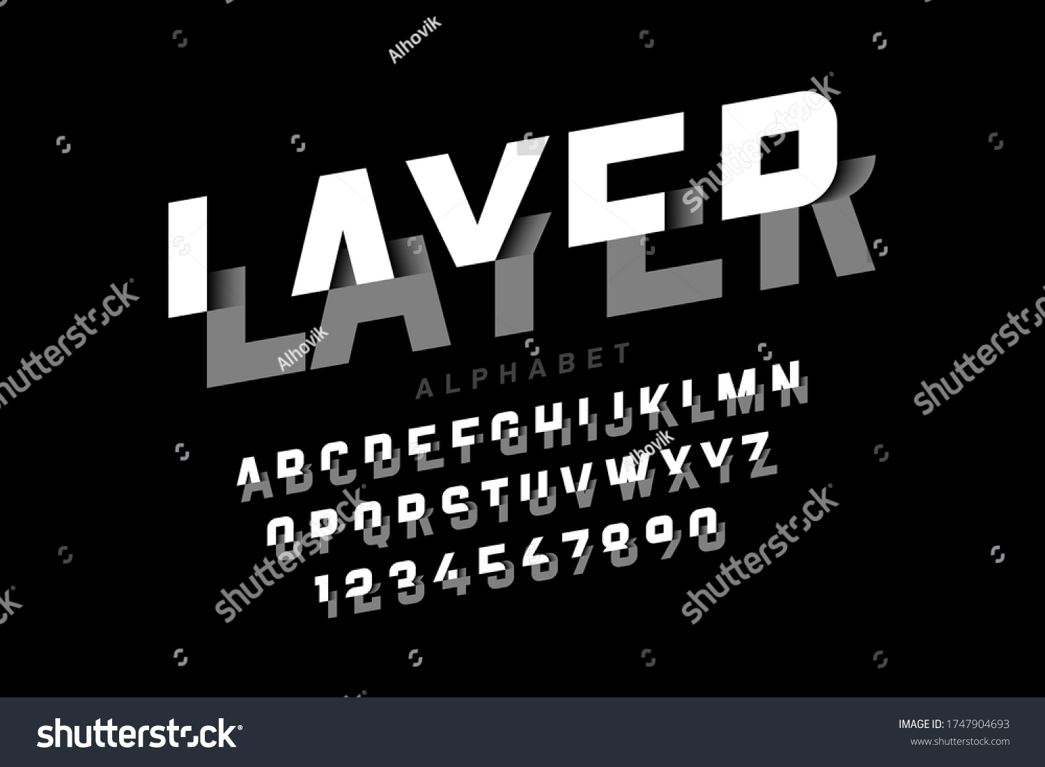 Layered Font Alphabet Letters Numbers Vector Stock Vector (Royalty Free ...