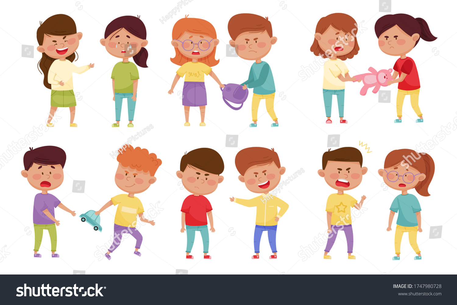 Bullying Children Characters Abusing Treating Badly Stock Vector ...