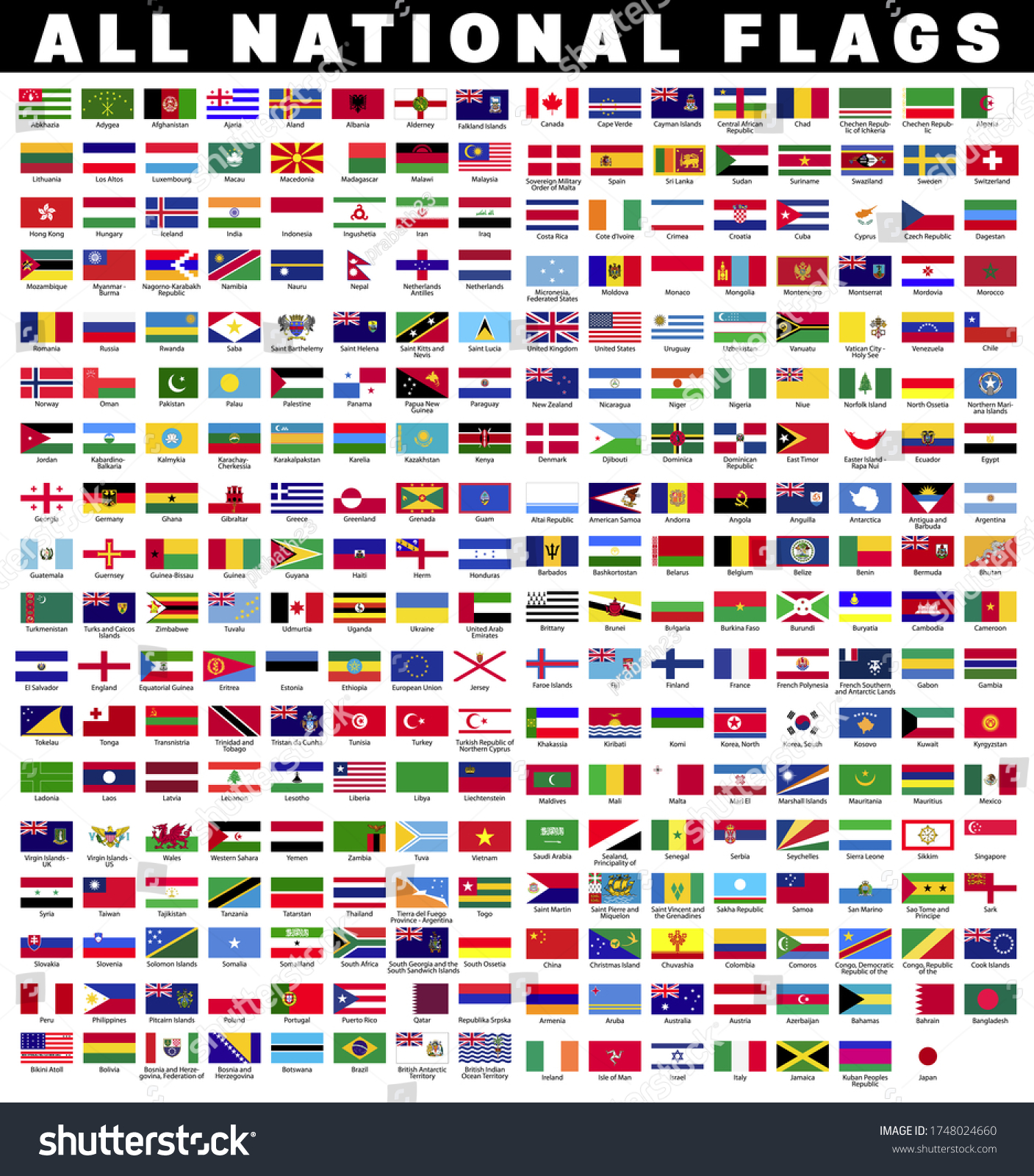 Collection All National Country Flags Names Stock Vector (Royalty Free ...