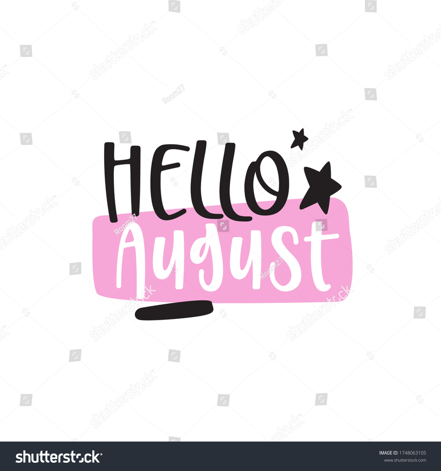 Hello August Cute Drawing Typographic Vector Stock Vector (Royalty Free ...