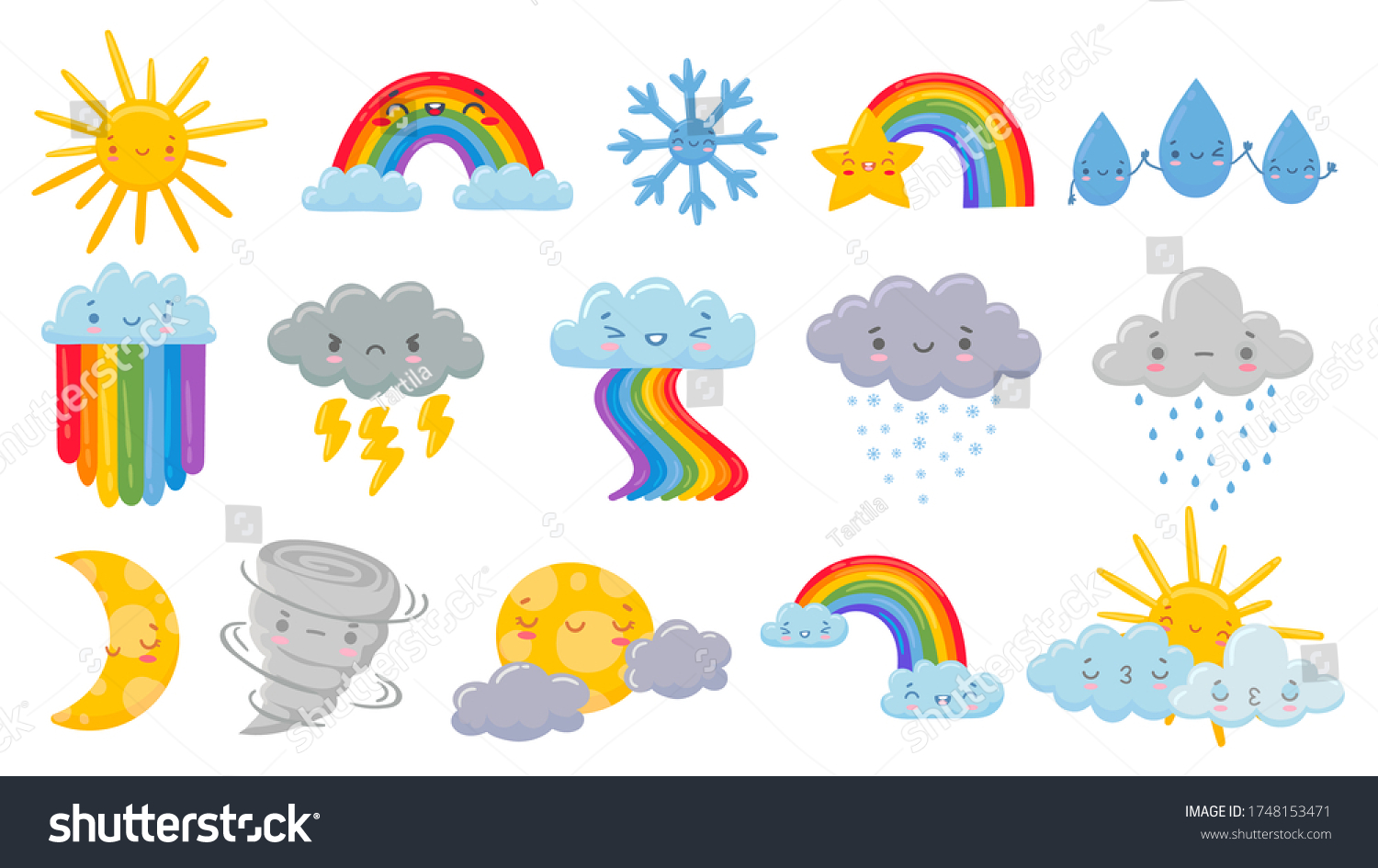 Cute Cartoon Weather Happy Hot Sun Stock Vector (Royalty Free ...