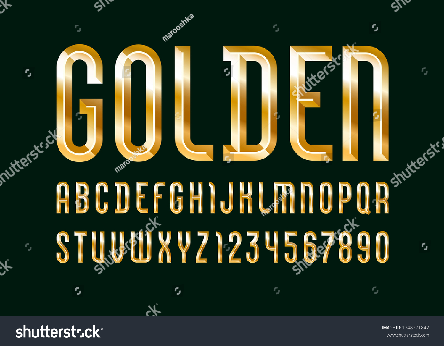 Golden Alphabet Chiseled Block Font Effect Stock Vector Royalty Free 1748271842 Shutterstock 