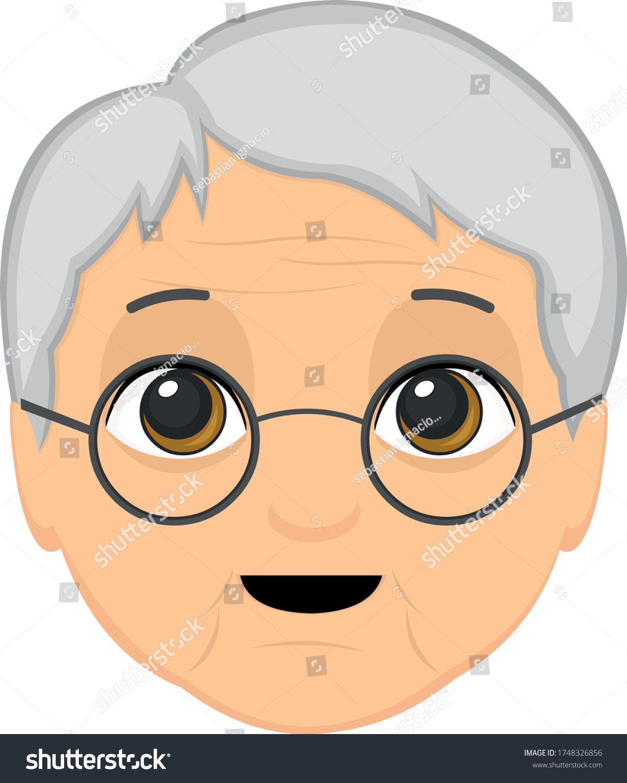 Vector Illustration Grandmothers Face Cartoon Stock Vector (Royalty ...