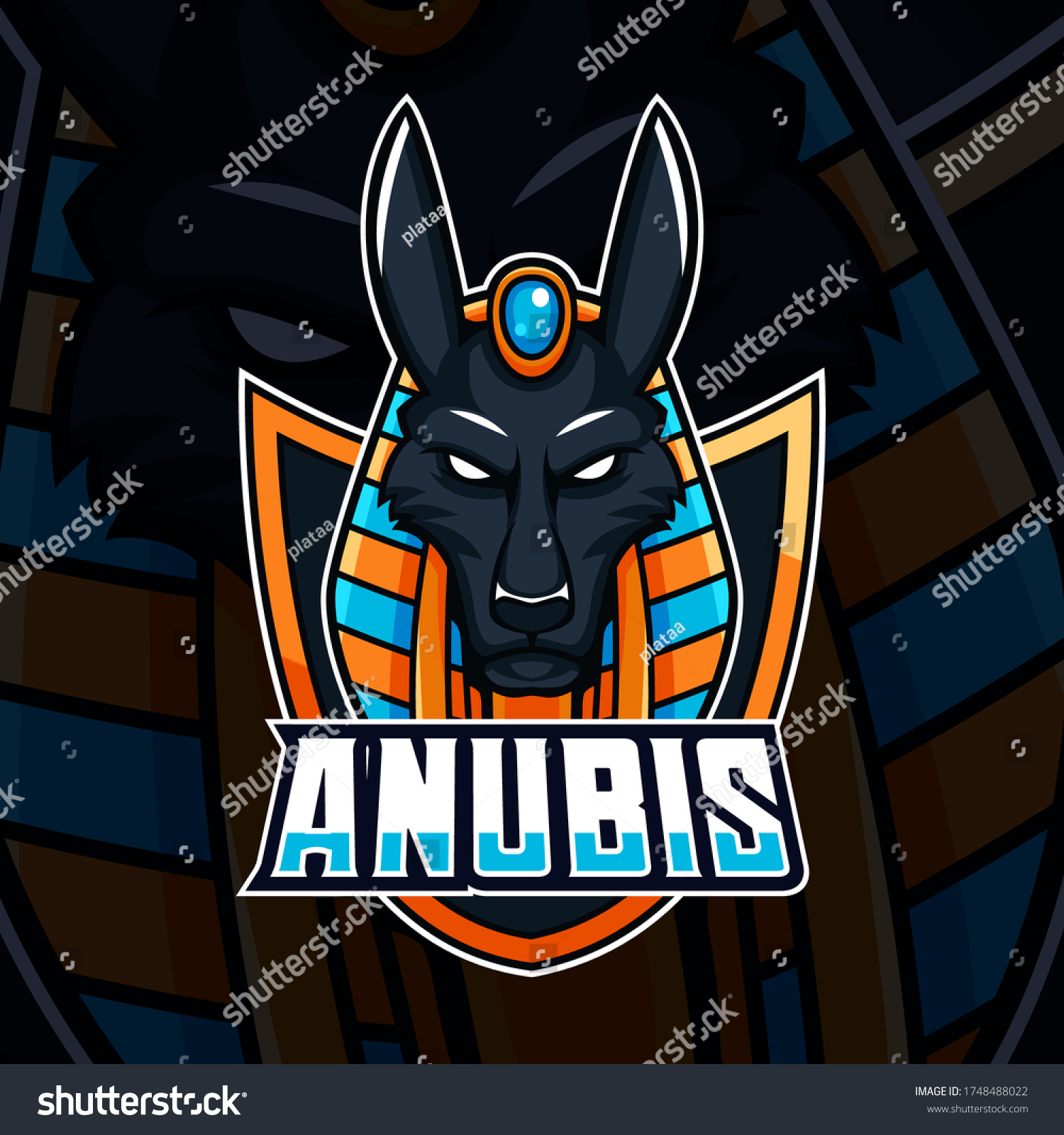 Anubis Head Egyptian God Mythology Mascot Stock Vector (Royalty Free ...