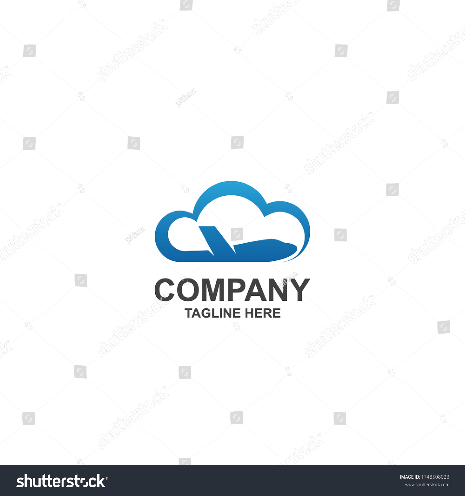 Airplane Cloud Logo Design Icon Vector Stock Vector Royalty Free