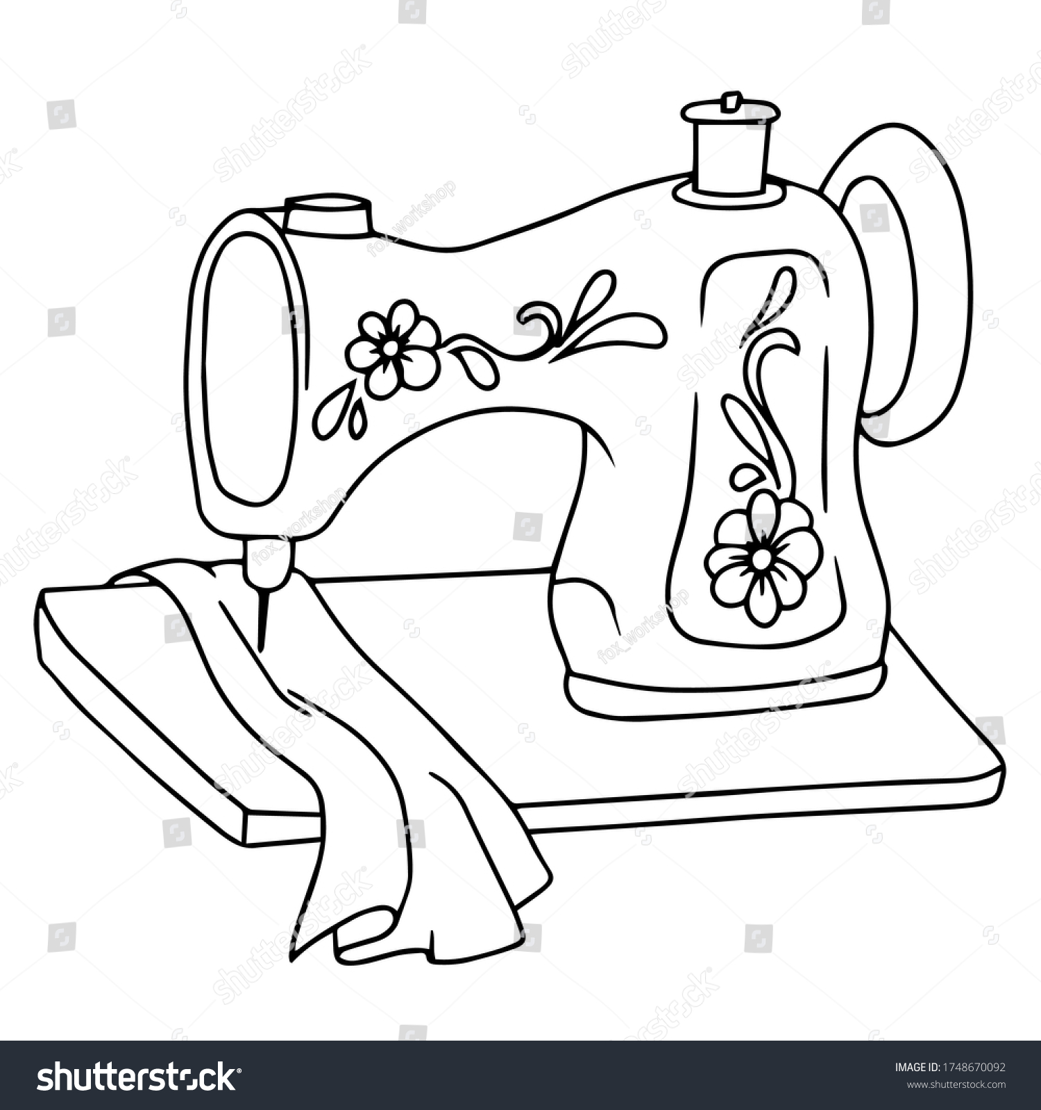 Color Sewing Machine Cartoons Vector Illustration Stock Vector Royalty