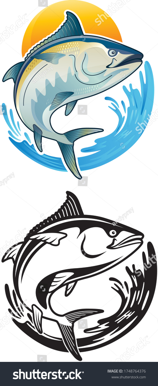 Tuna Blackfin Vector Illustration Jump Ocean Stock Vector (Royalty Free ...