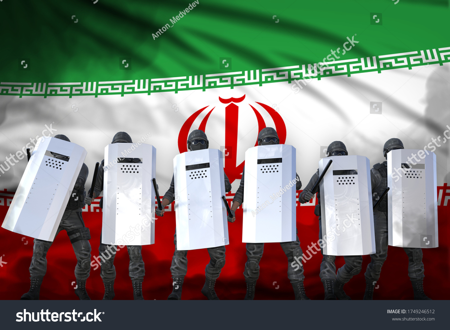 Iran Police Special Forces Protecting Government Stock Illustration
