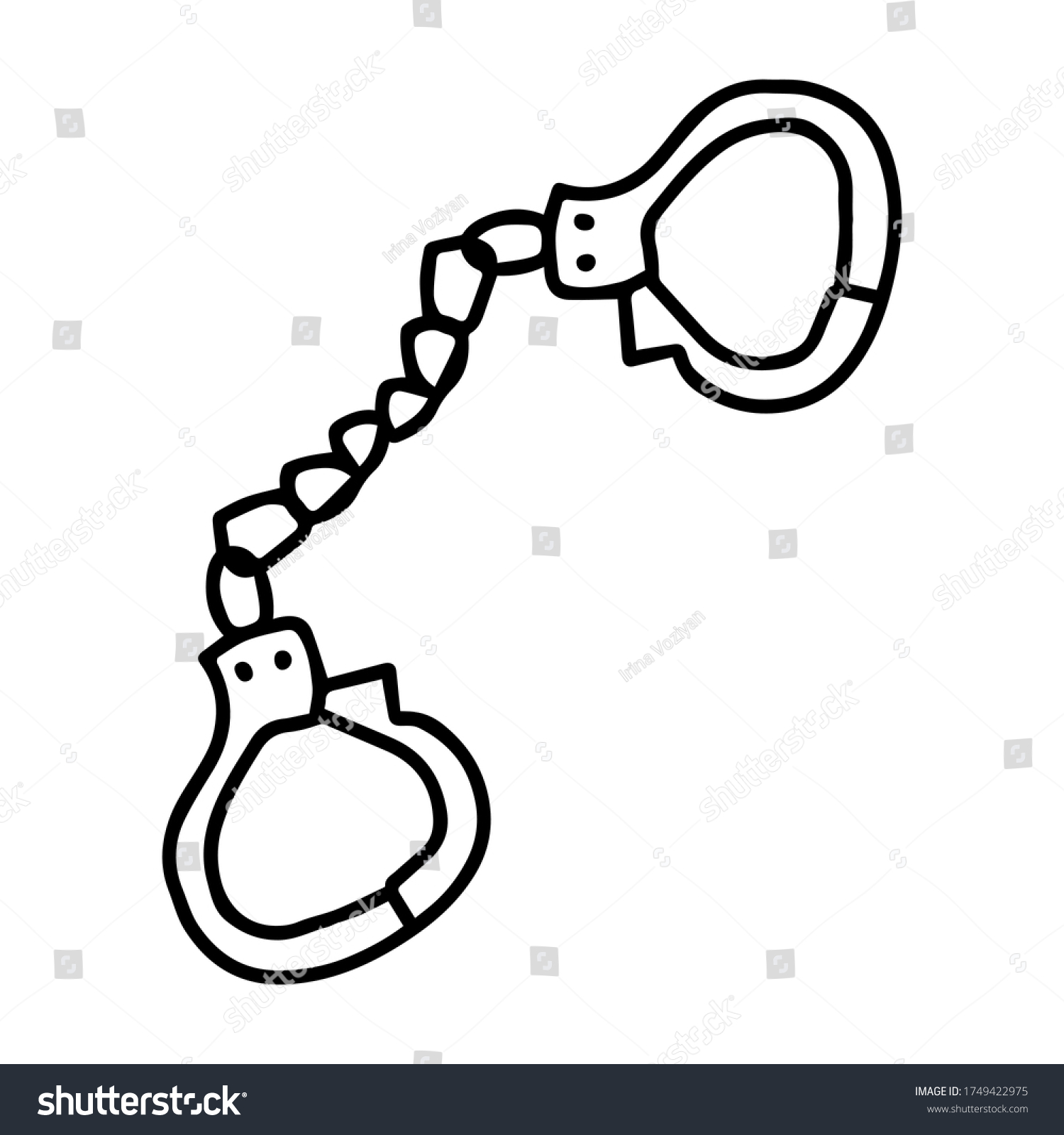 Handcuff Manacles Doodle Style Isolated On Stock Vector (Royalty Free ...