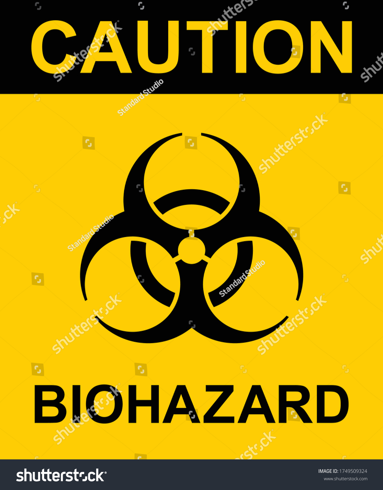 Caution Biohazard Black Yellow Sign Caution Stock Vector (Royalty Free ...