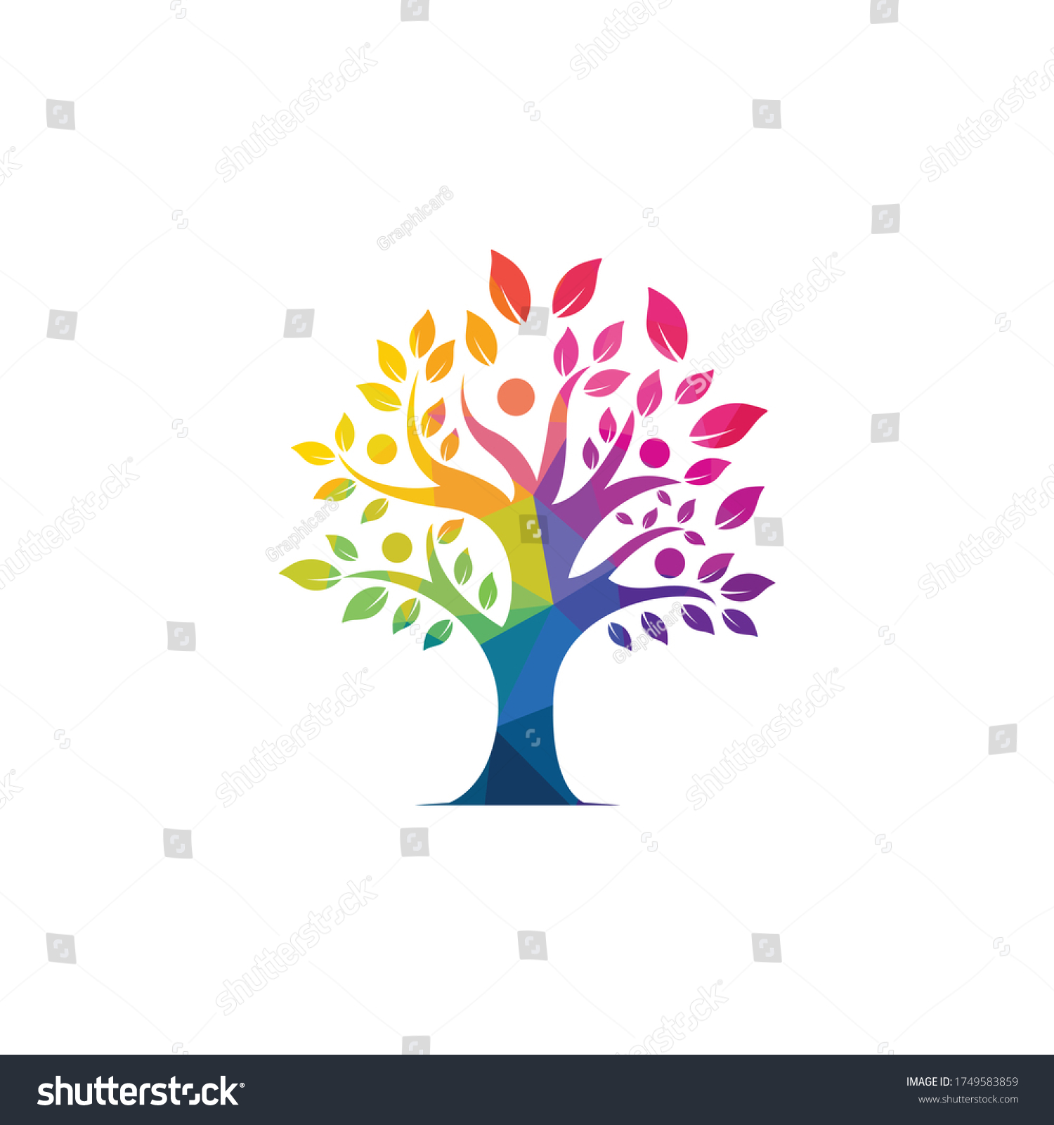 Tree People Logo Healthy People Logo Stock Vector (Royalty Free ...