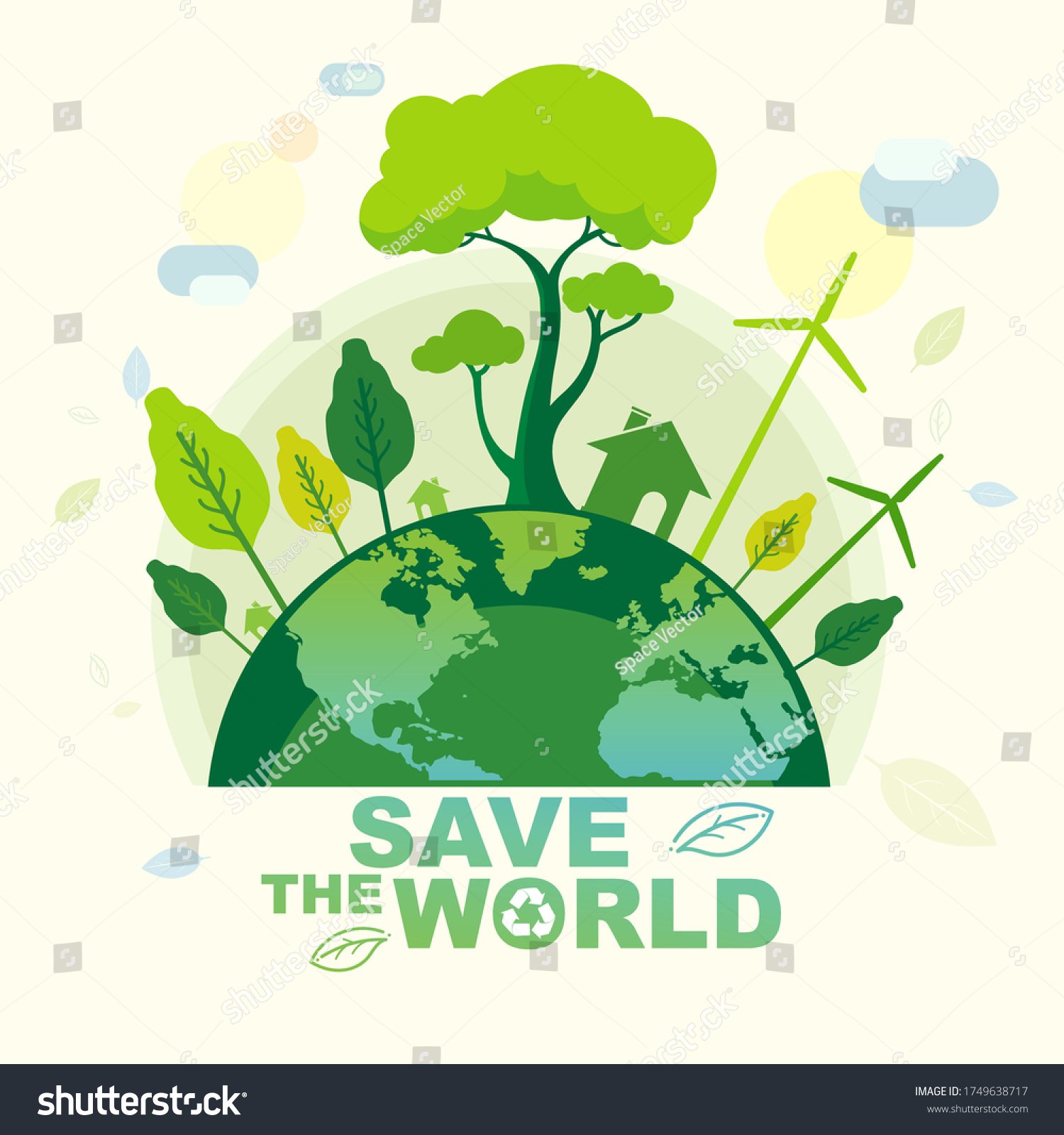 Save World Eco Green Concept Poster Stock Vector (Royalty Free ...