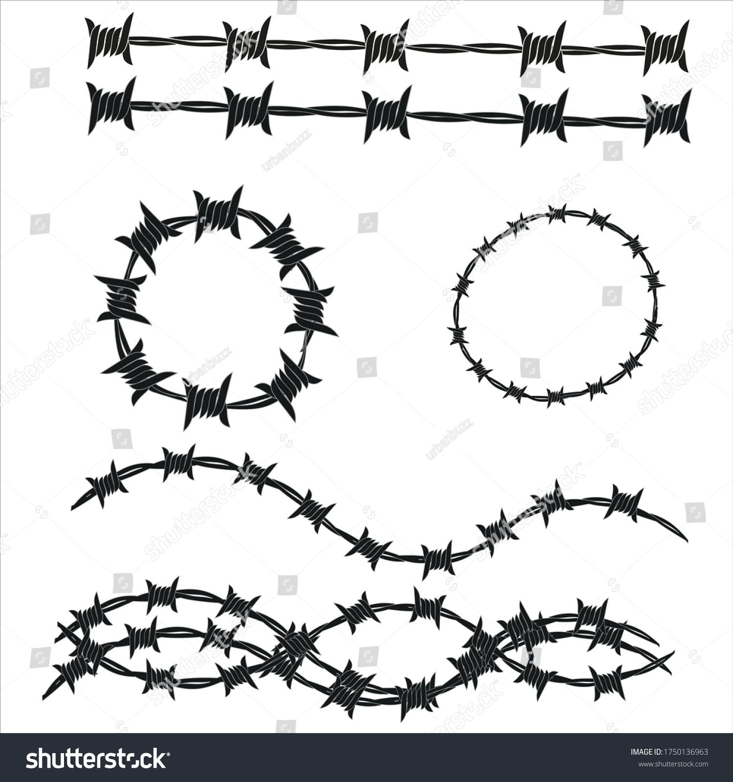 Barbed Wire Pattern Collection Vector Eps Stock Vector (Royalty Free