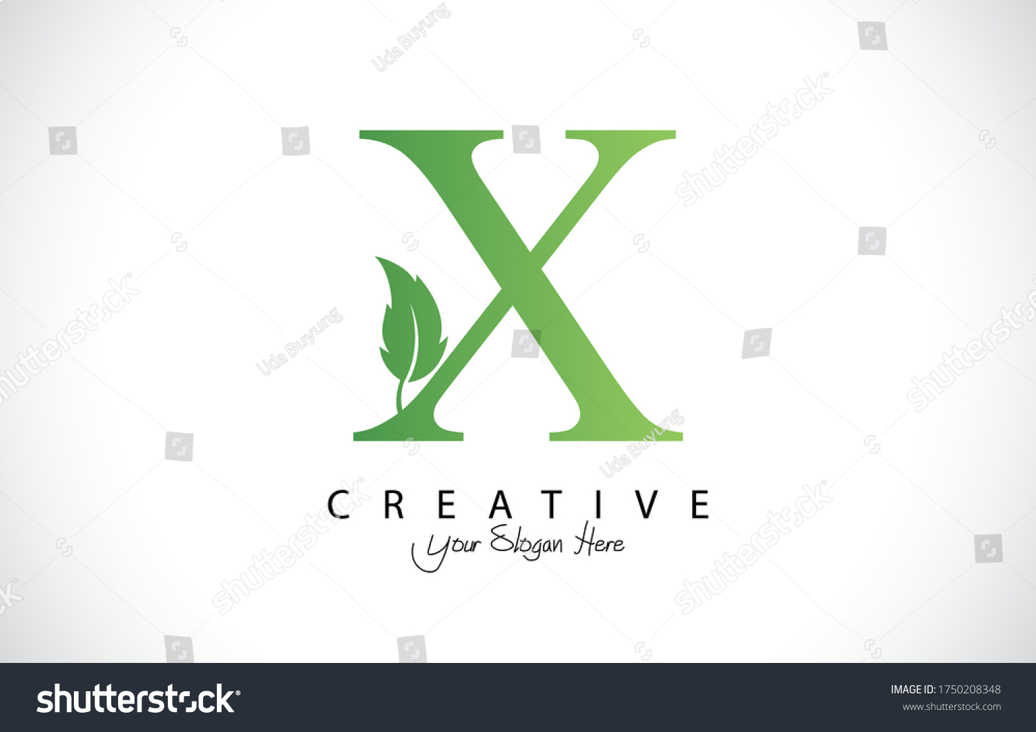 Nature Green Leaf Letter X Logo Stock Vector (Royalty Free) 1750208348 ...