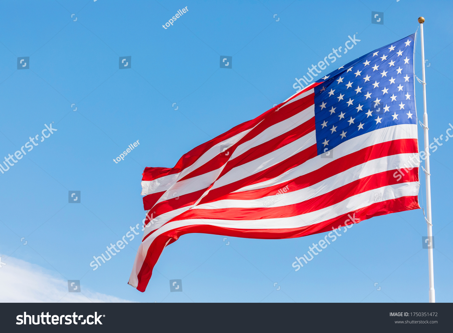 American Flag Waving Wind Us Flag Stock Photo 1750351472 | Shutterstock