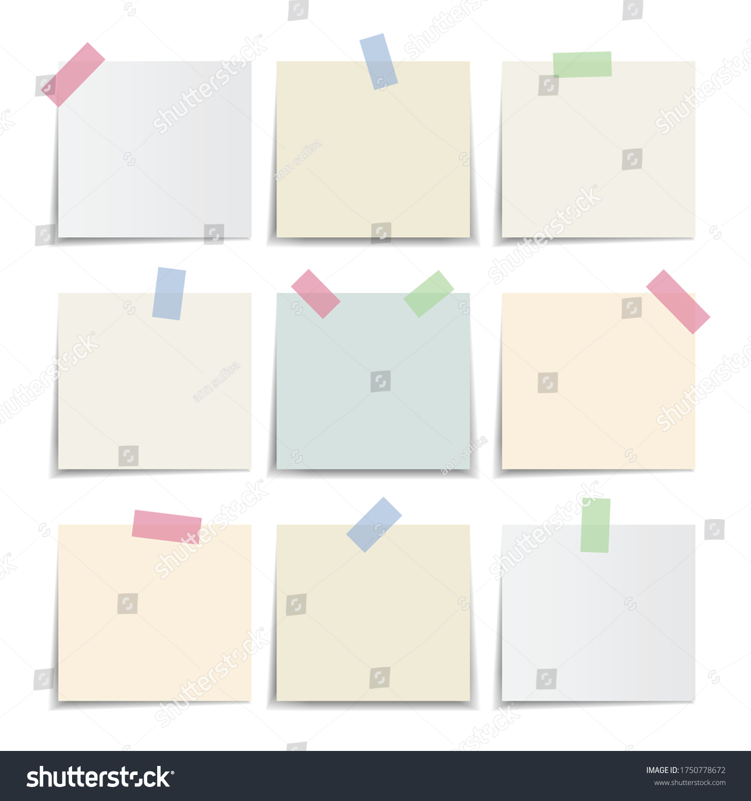 Collection Note Papersticky Note Pastel Colors Stock Vector (Royalty ...