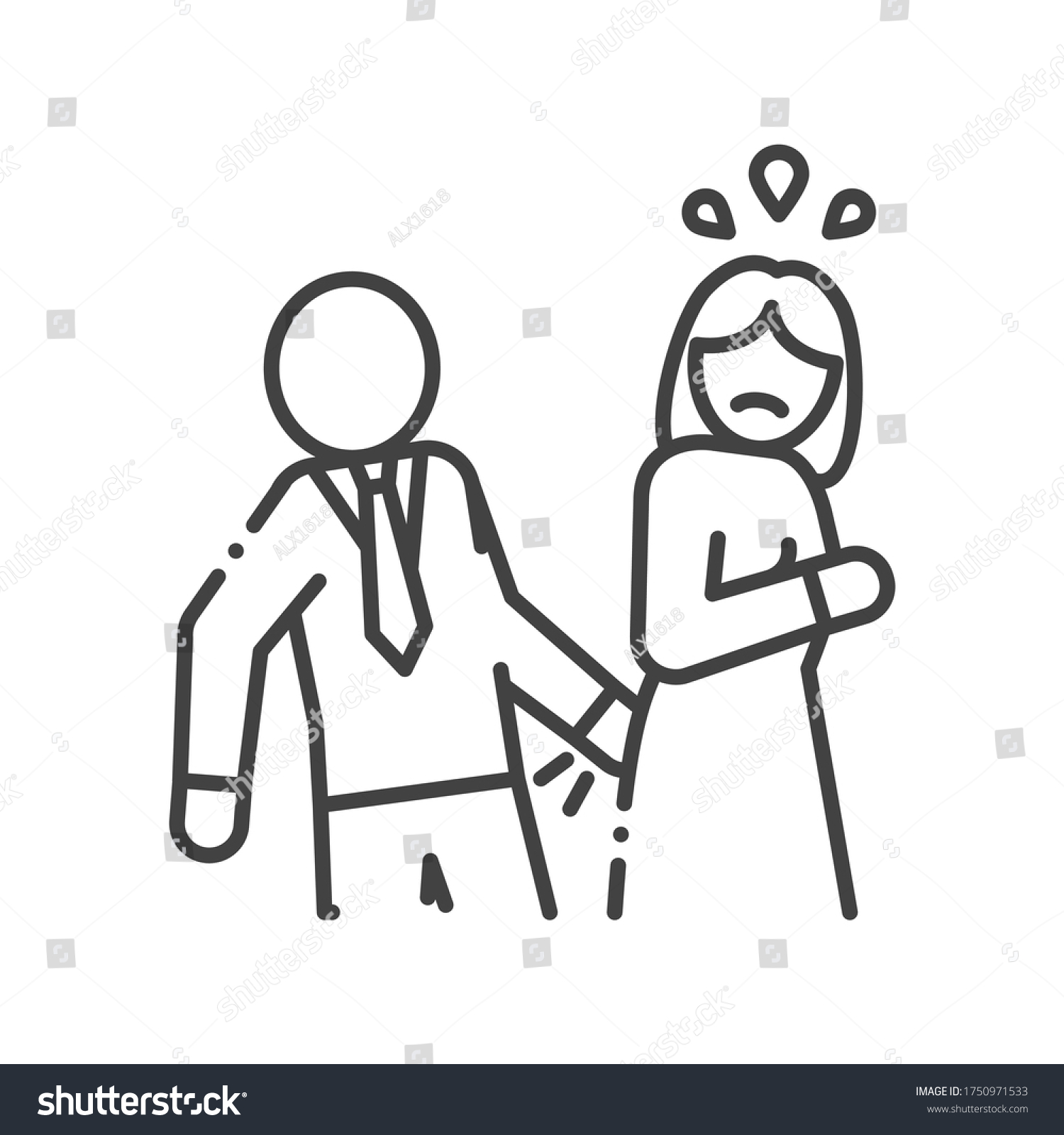 Sexual Bullying Black Line Icon Woman Stock Vector Royalty Free 1750971533 Shutterstock 3724