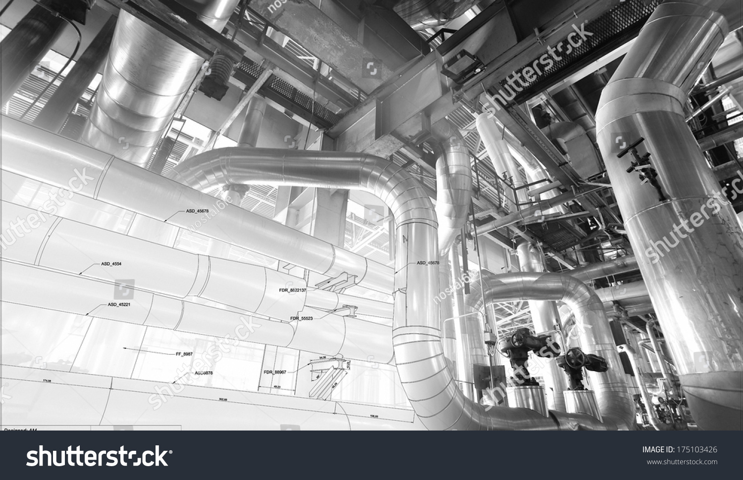 Sketch Piping Design Mixed Industrial Equipment Stock Photo 175103426 ...