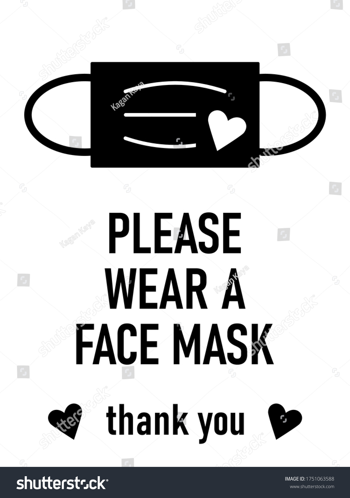 Please Wear Face Mask Thank You Stock Vector (Royalty Free) 1751063588 ...