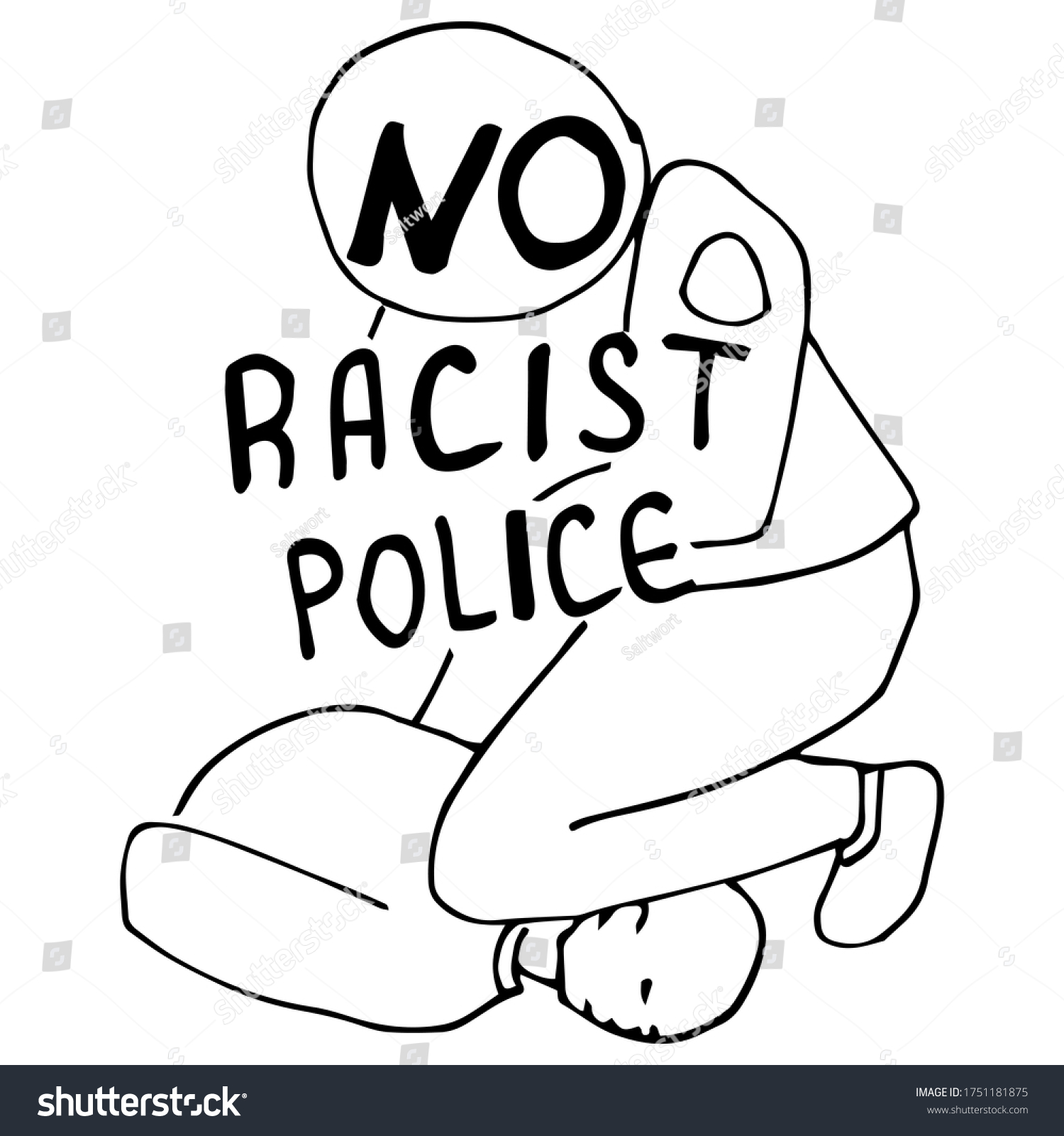 No Racist Police Text On White Stock Vector Royalty Free 1751181875 Shutterstock