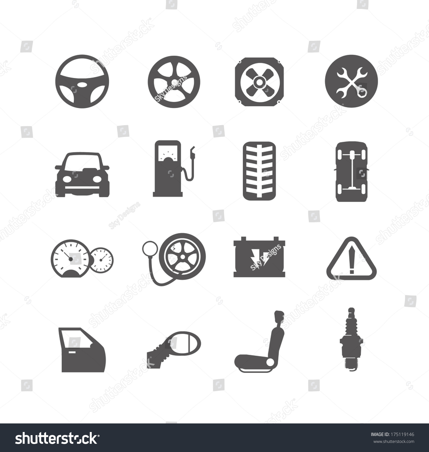 Car Parts Icons 3 Stock Vector (Royalty Free) 175119146 | Shutterstock