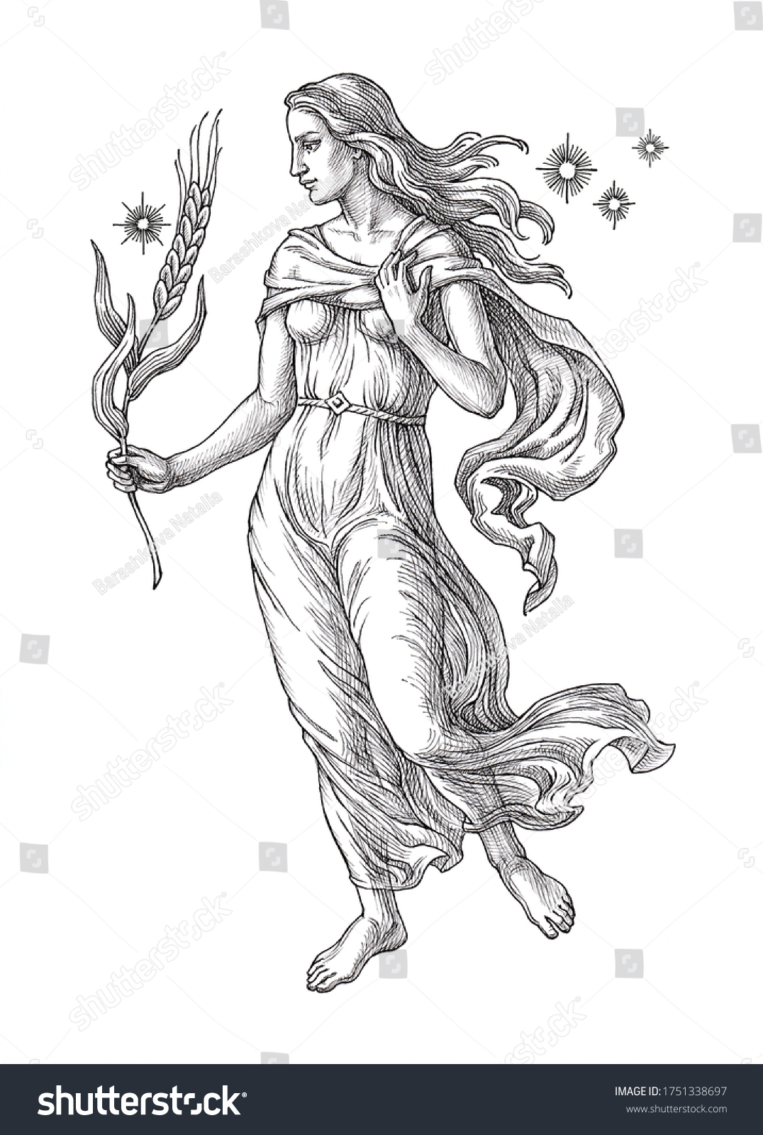 Hand Drawn Illustration Engraving Style Virgo Stock Illustration ...