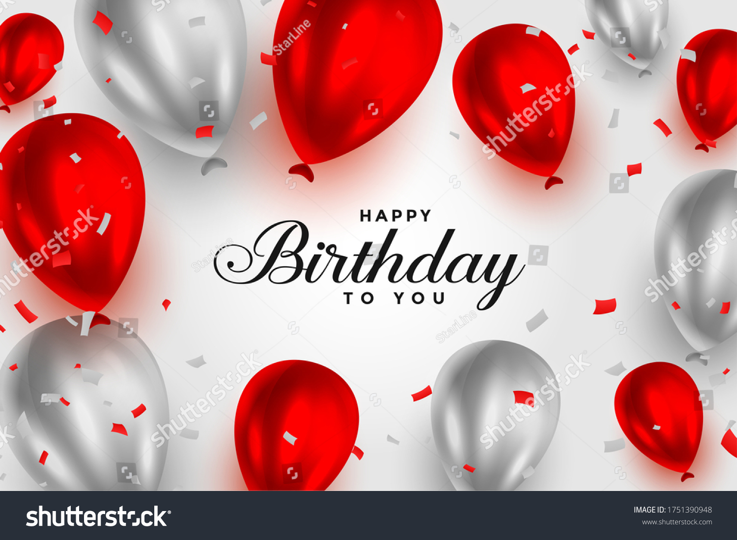 Happy Birthday Red White Shiny Balloons Stock Vector (Royalty Free ...