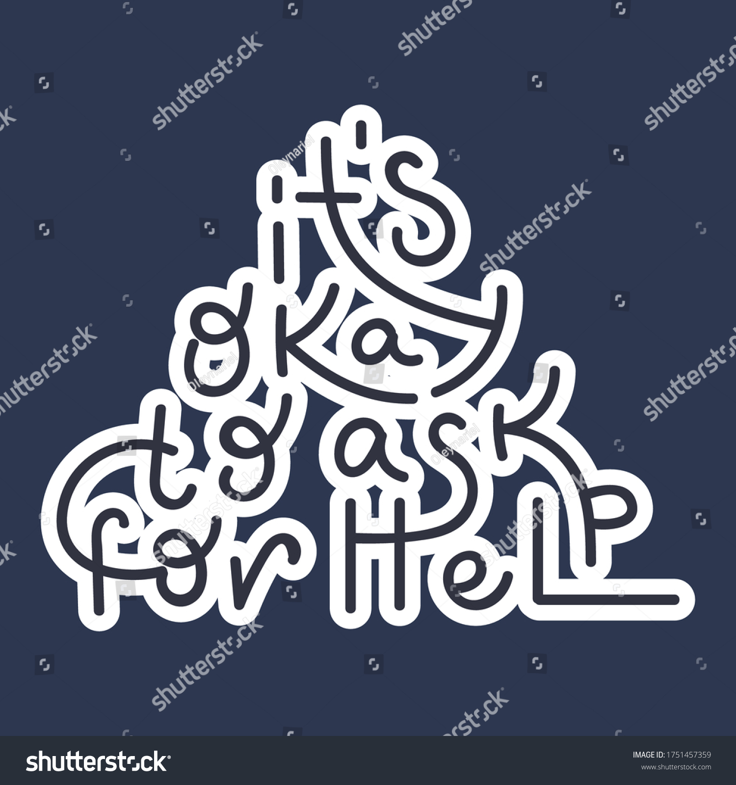 Okay Ask Help Hand Drawn Lettering Stock Vector Royalty Free