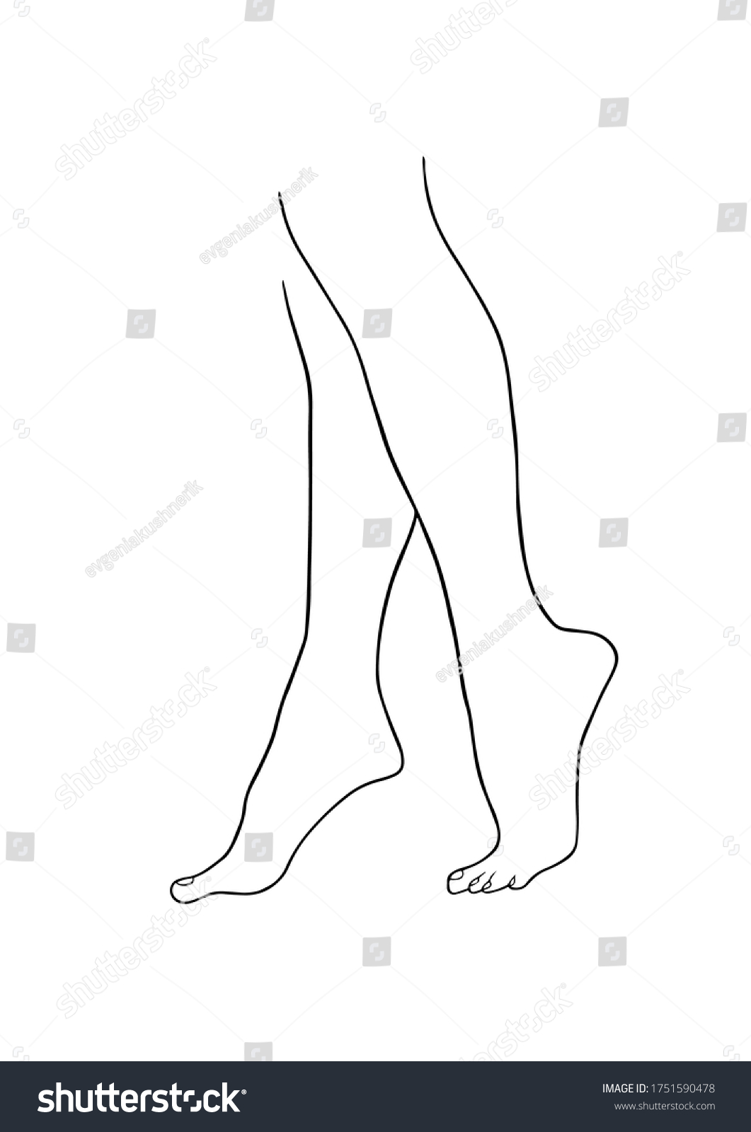 Slender Female Legs Drawn Simple Black Stock Vector (royalty Free 