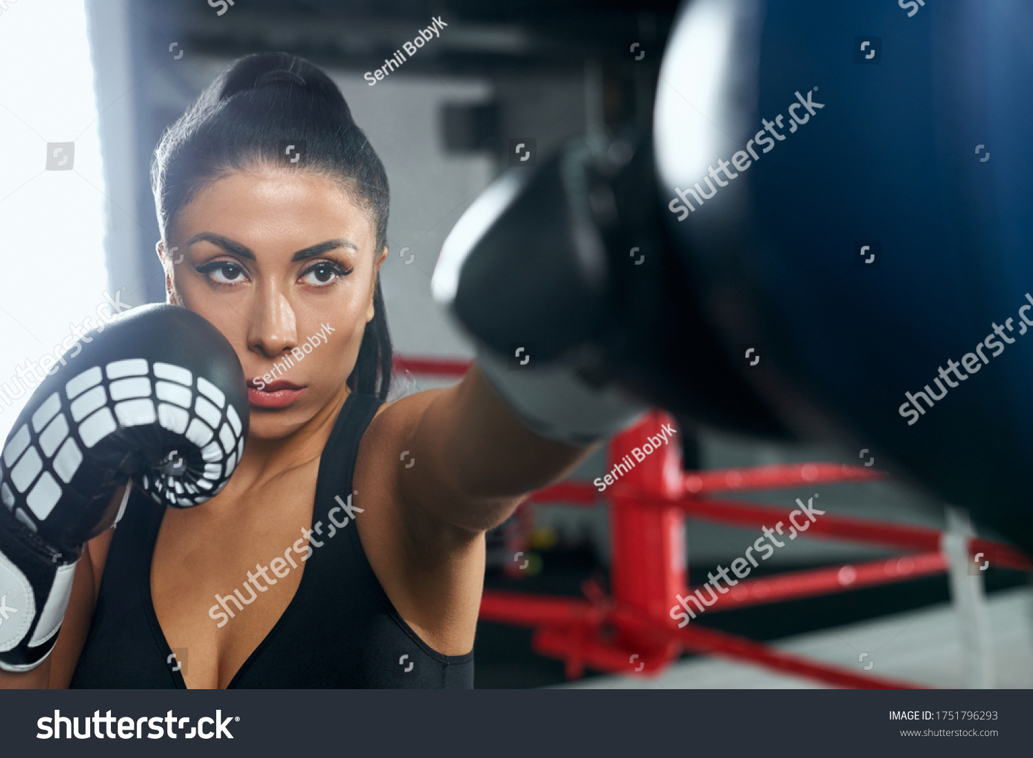 Front View Attractive Muscular Brunette Woman Stock Photo 1751796293 ...