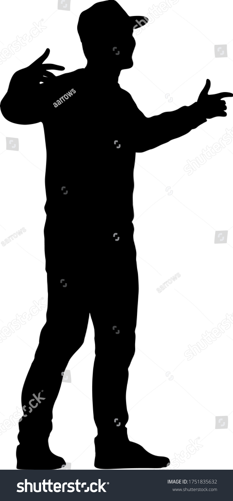 Black Silhouettes Man Arm Raised On Stock Vector (Royalty Free ...