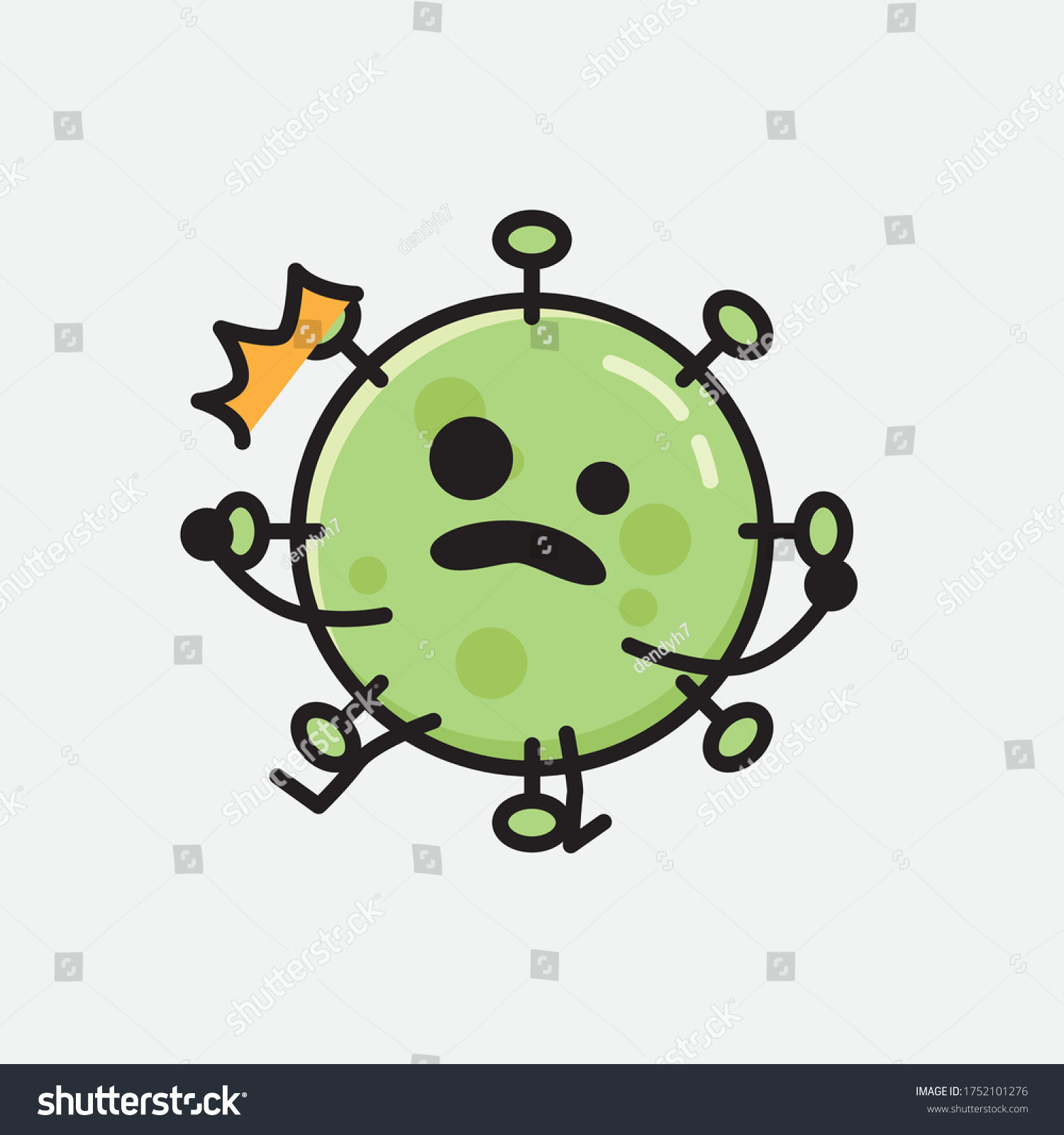 Illustration Cute Green Virus Mascot Vector Stock Vector (Royalty Free ...