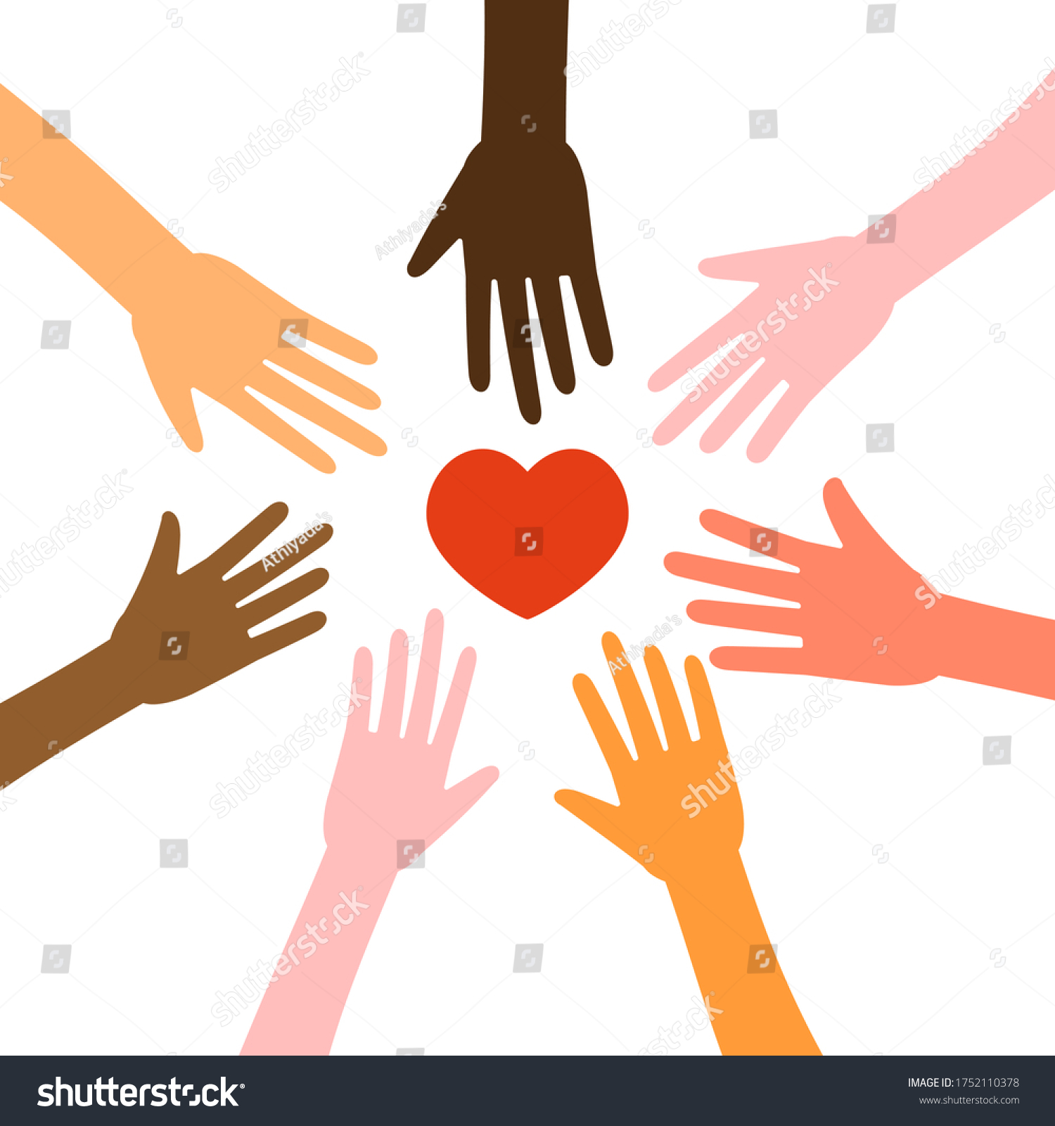 Hands Different Colors Heart Vector Stock Vector (Royalty Free ...