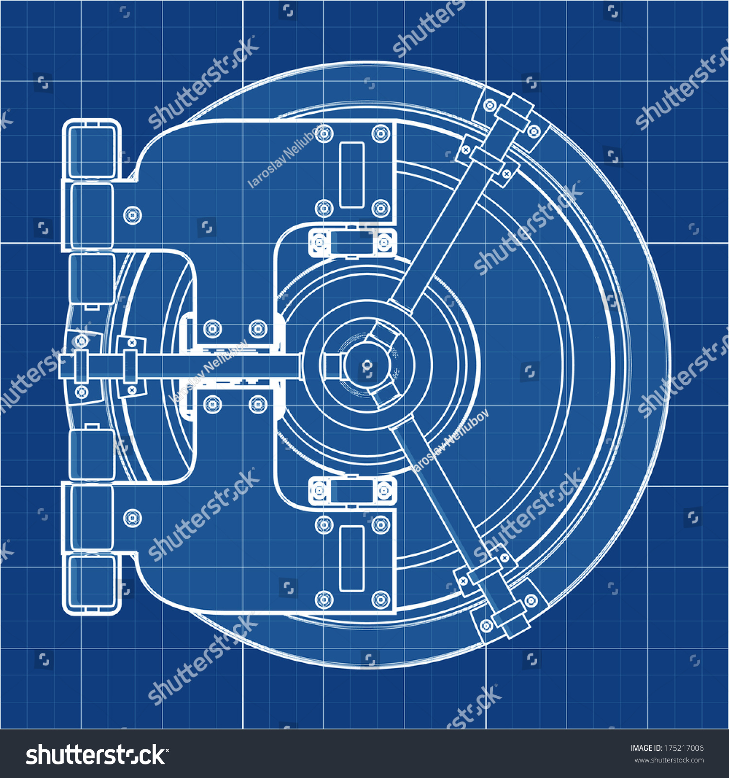 Bank Vault Door Cad Cartoon White Stock Illustration 175217006 ...