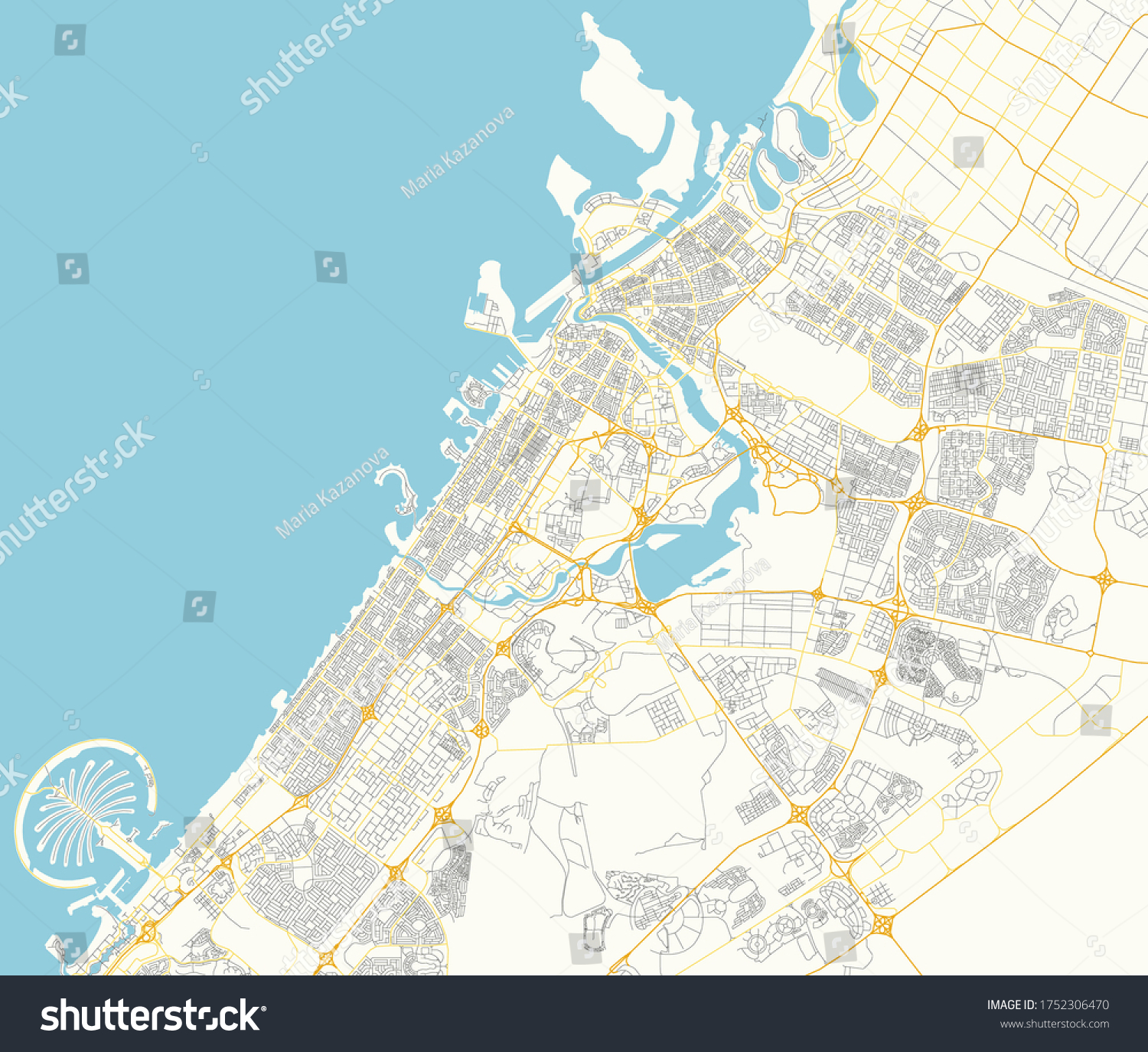 Vector Map Dubai Arab Emirates Coloured Stock Vector (Royalty Free ...