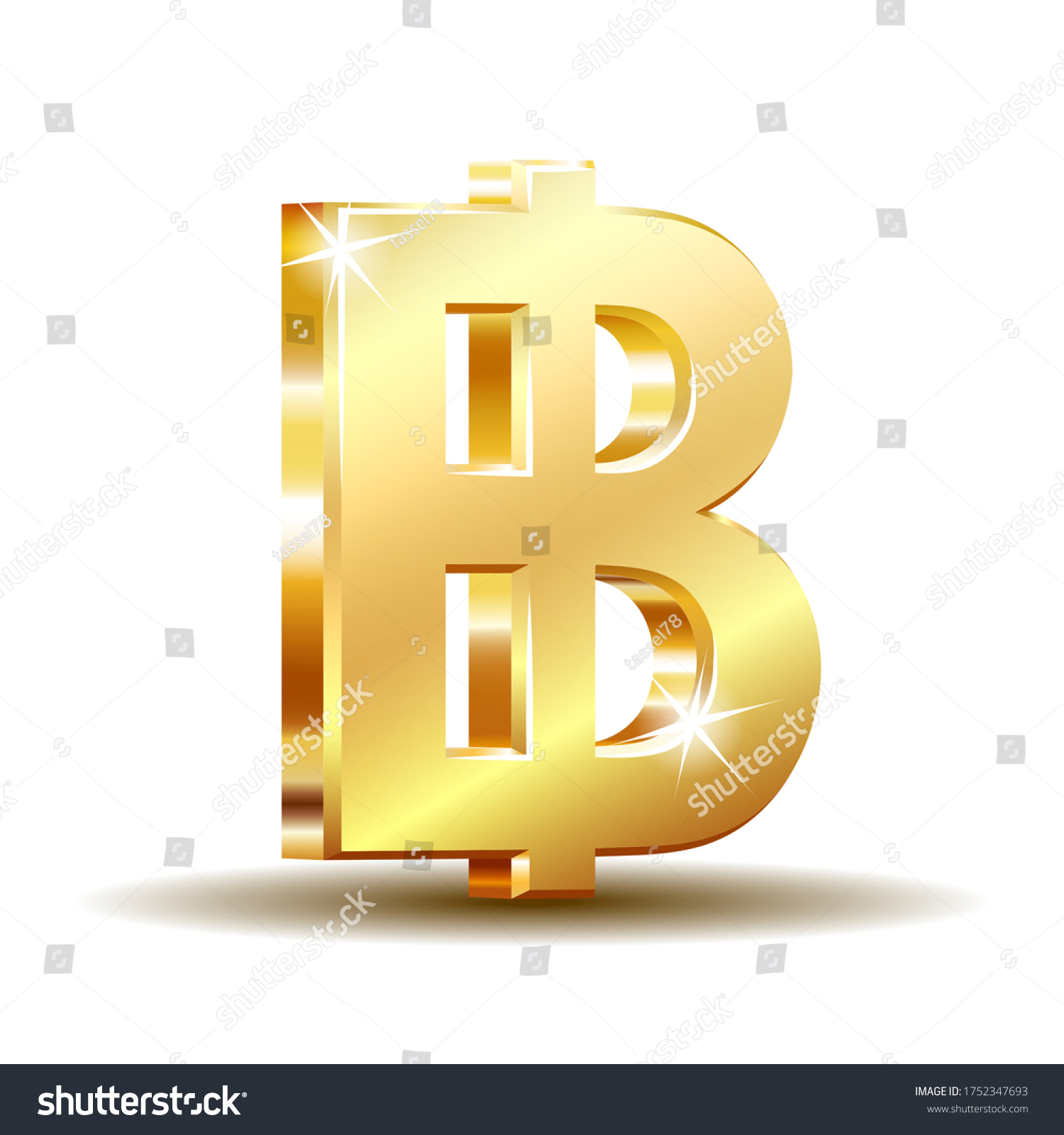 Thai Baht Golden Currency Symbol Money Stock Vector (Royalty Free ...