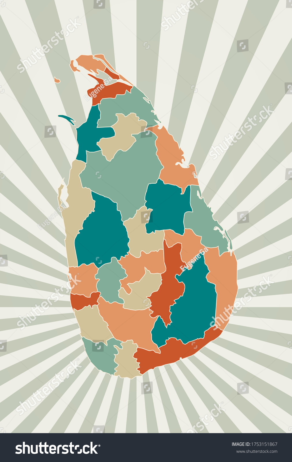 Sri Lanka Map Poster Map Country Stock Vector (Royalty Free) 1753151867 ...