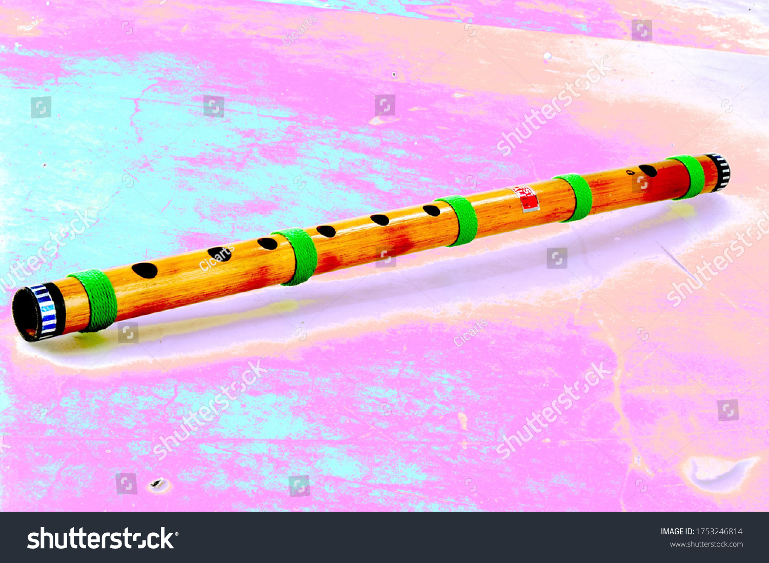 Classical Musical Instruments On Wallpaper Colorful Stock Photo