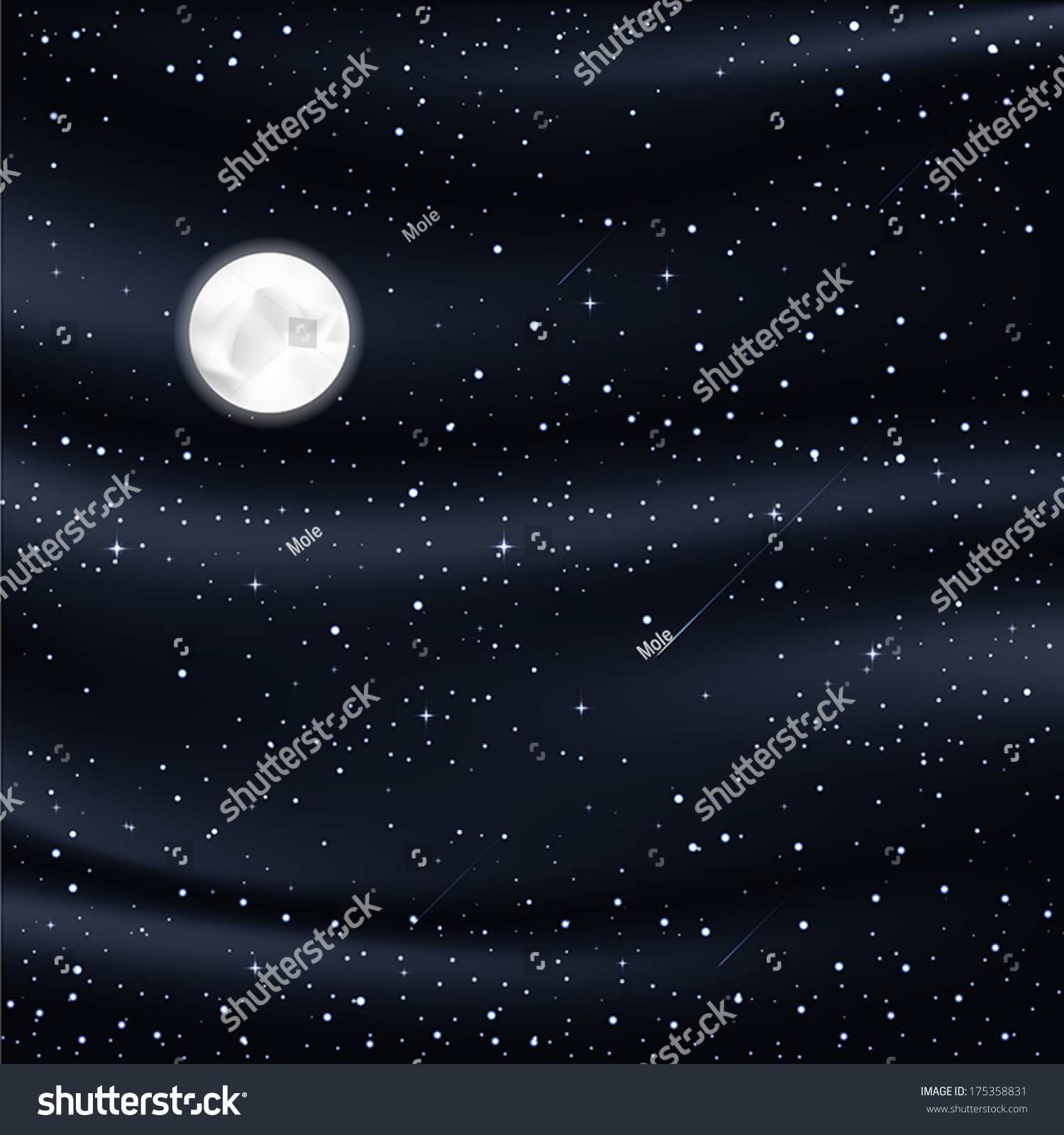 Night Sky Stars Moon Meteorites Stock Vector (Royalty Free) 175358831 ...