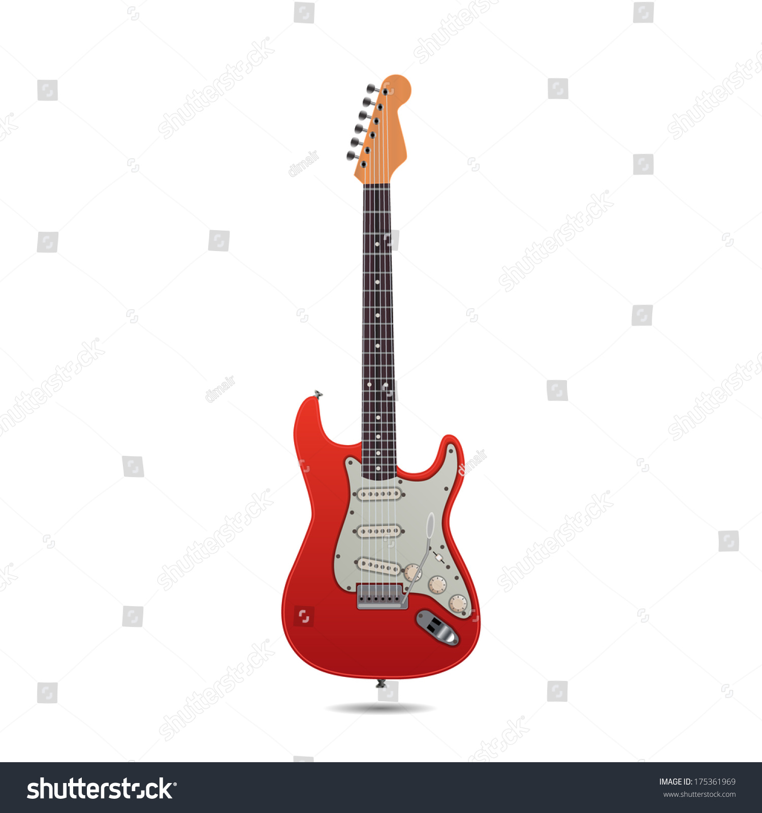 Red Electric Guitar Isolated On White Stock Vector (Royalty Free ...