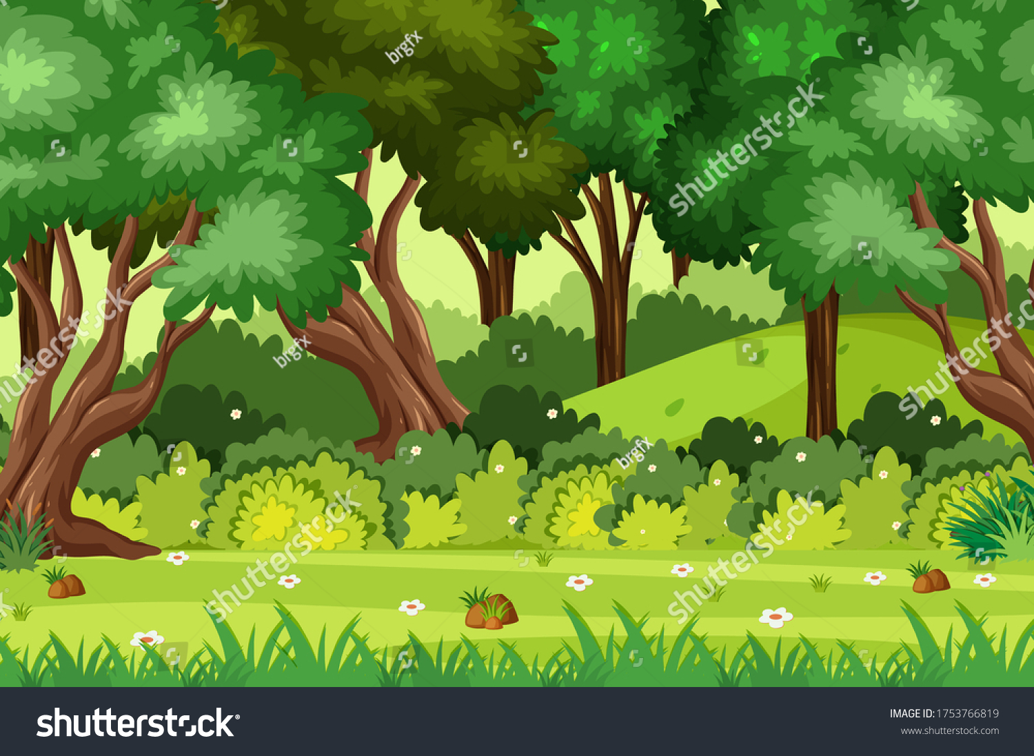 Background Scene Green Trees Park Illustration Stock Vector (Royalty ...