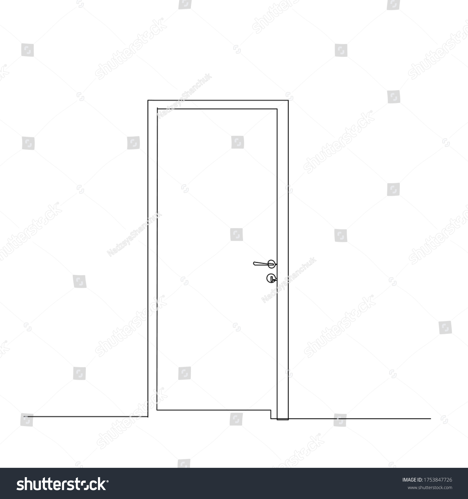 Front Door Drawing One Continuous Line Stock Vector (royalty Free 