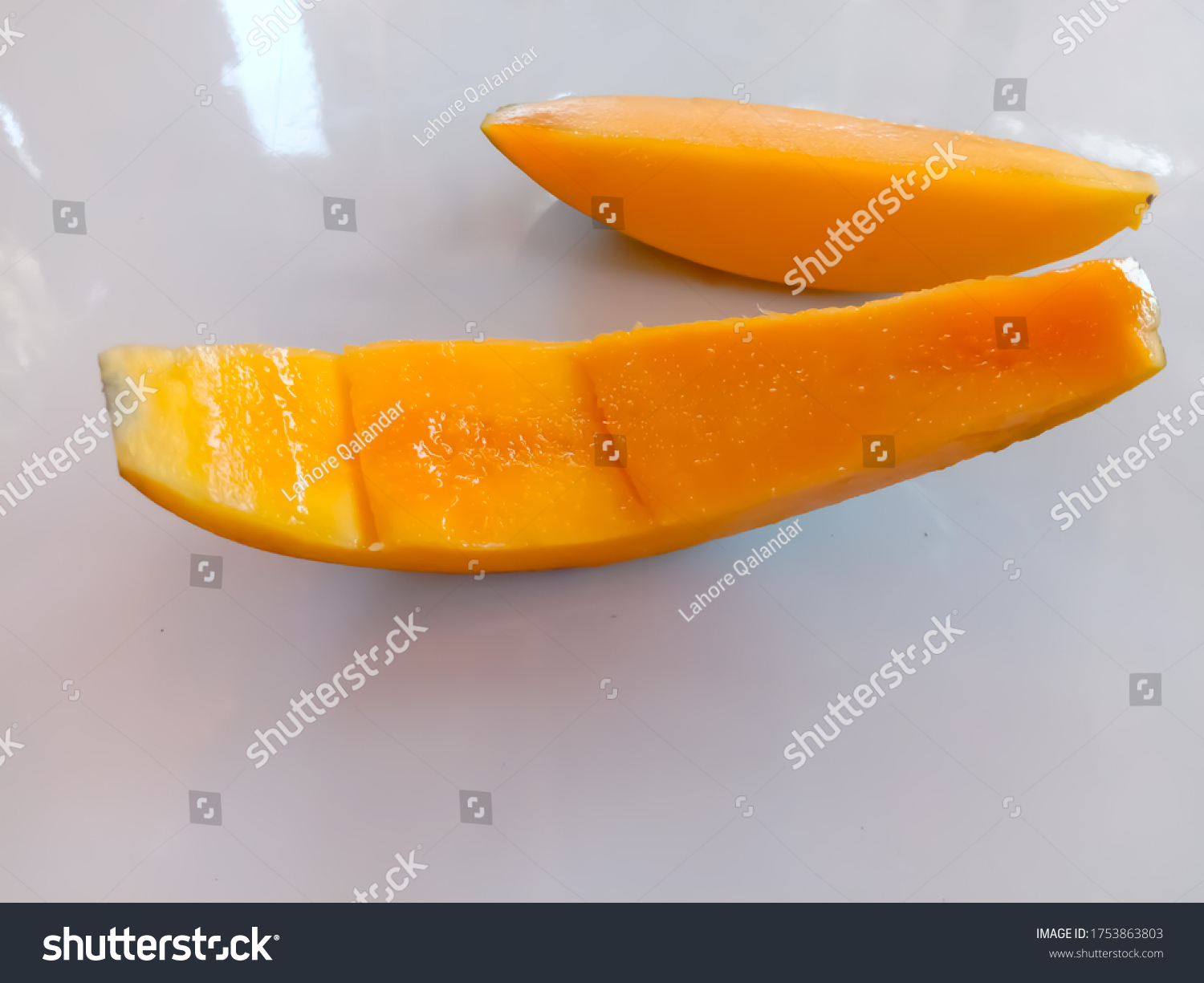 Mango Slice Isolated On White Background Stock Photo 1753863803 